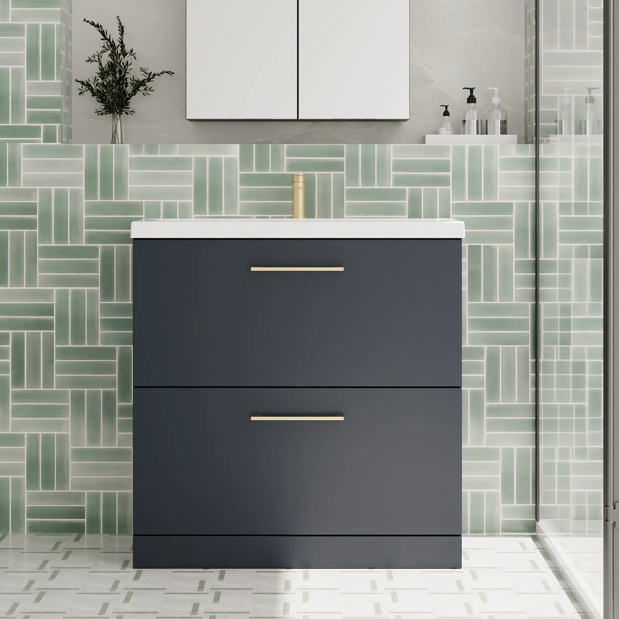 Ryker 800mm Floor Standing 2-Drawer Vanity & Basin 1 - Soft Black - Image 3
