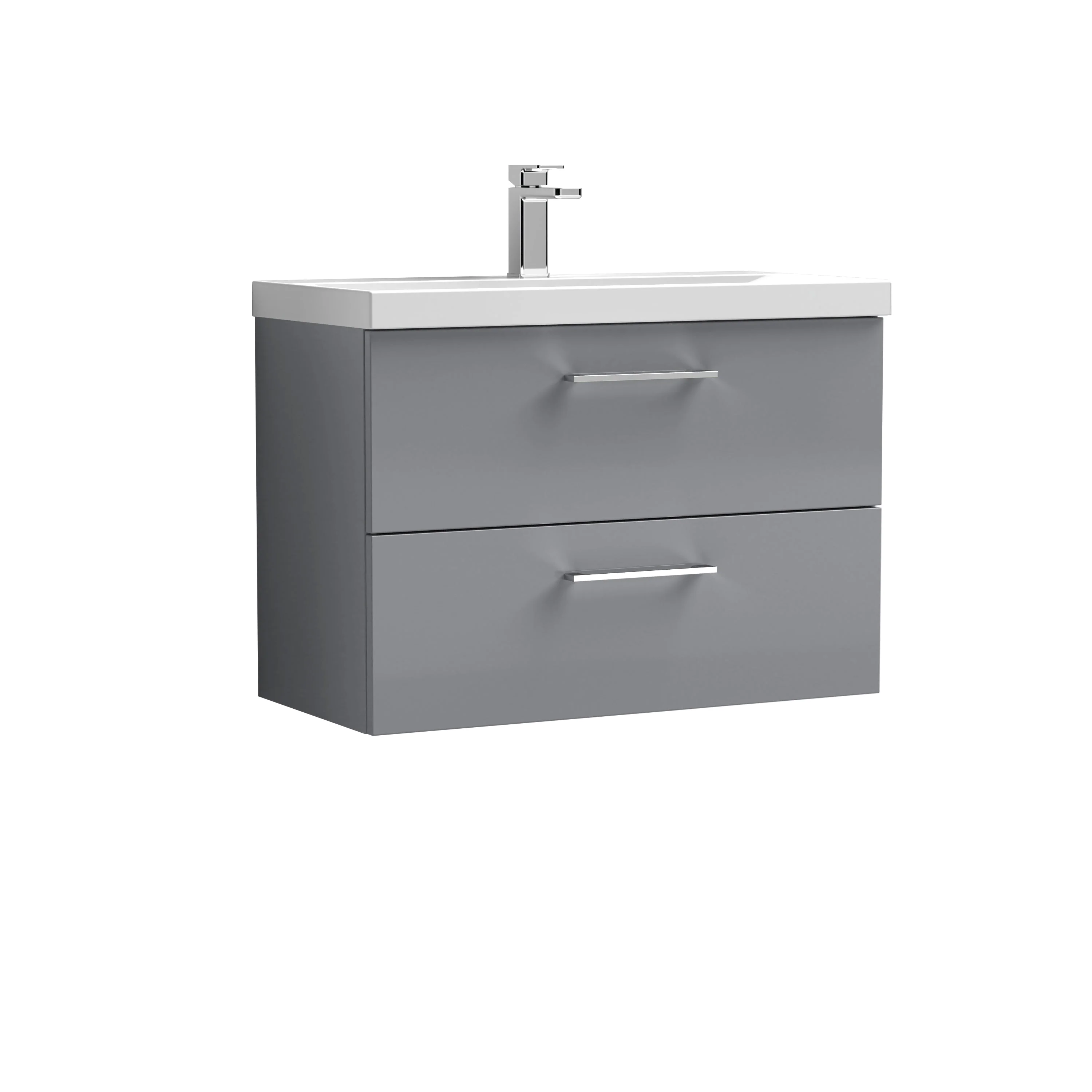 Ryker 800mm Wall Hung 2-Drawer Vanity & Basin 3 - Satin Grey