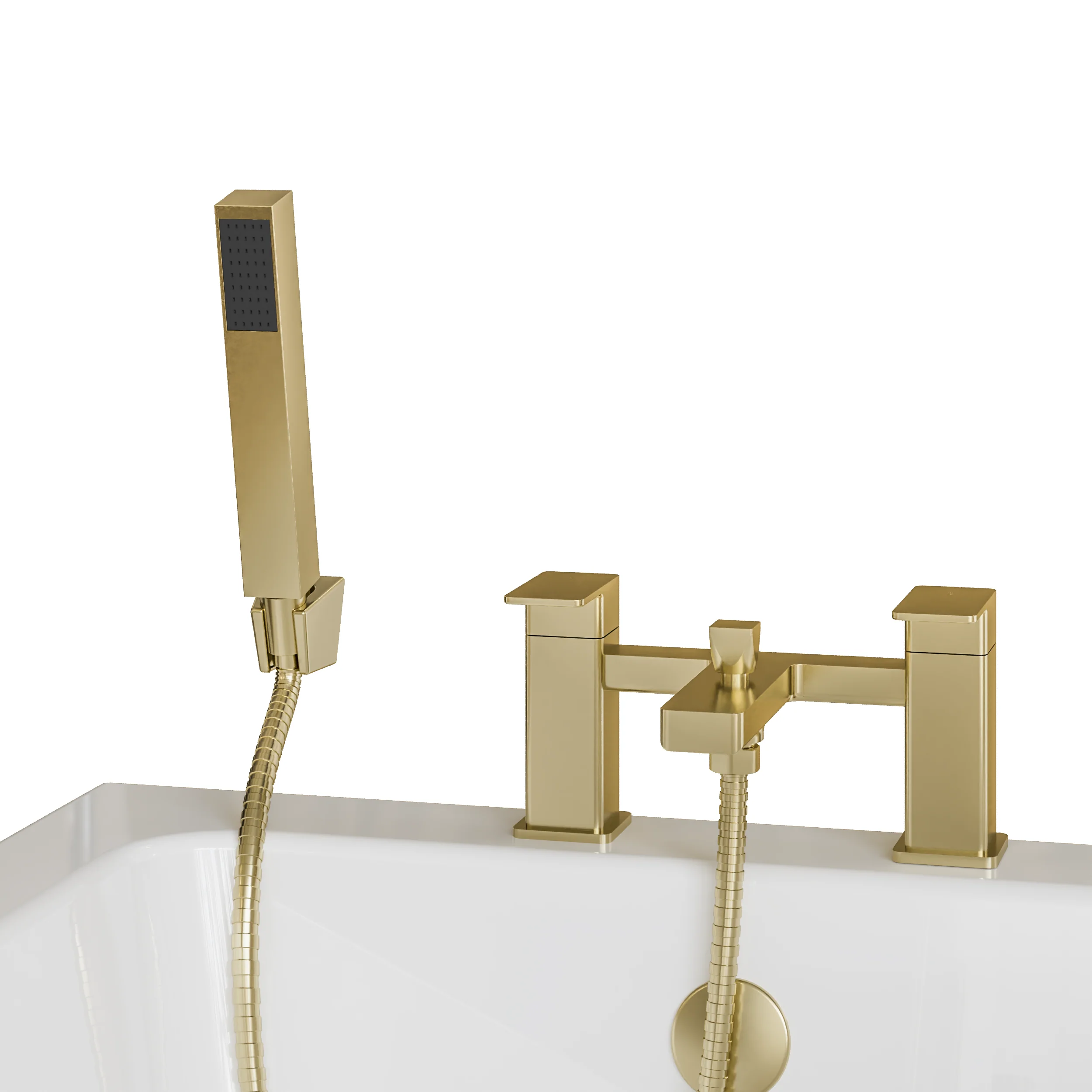 RYKER - Brushed Brass Bath Shower Mixer Tap Inc Handset - Image 4