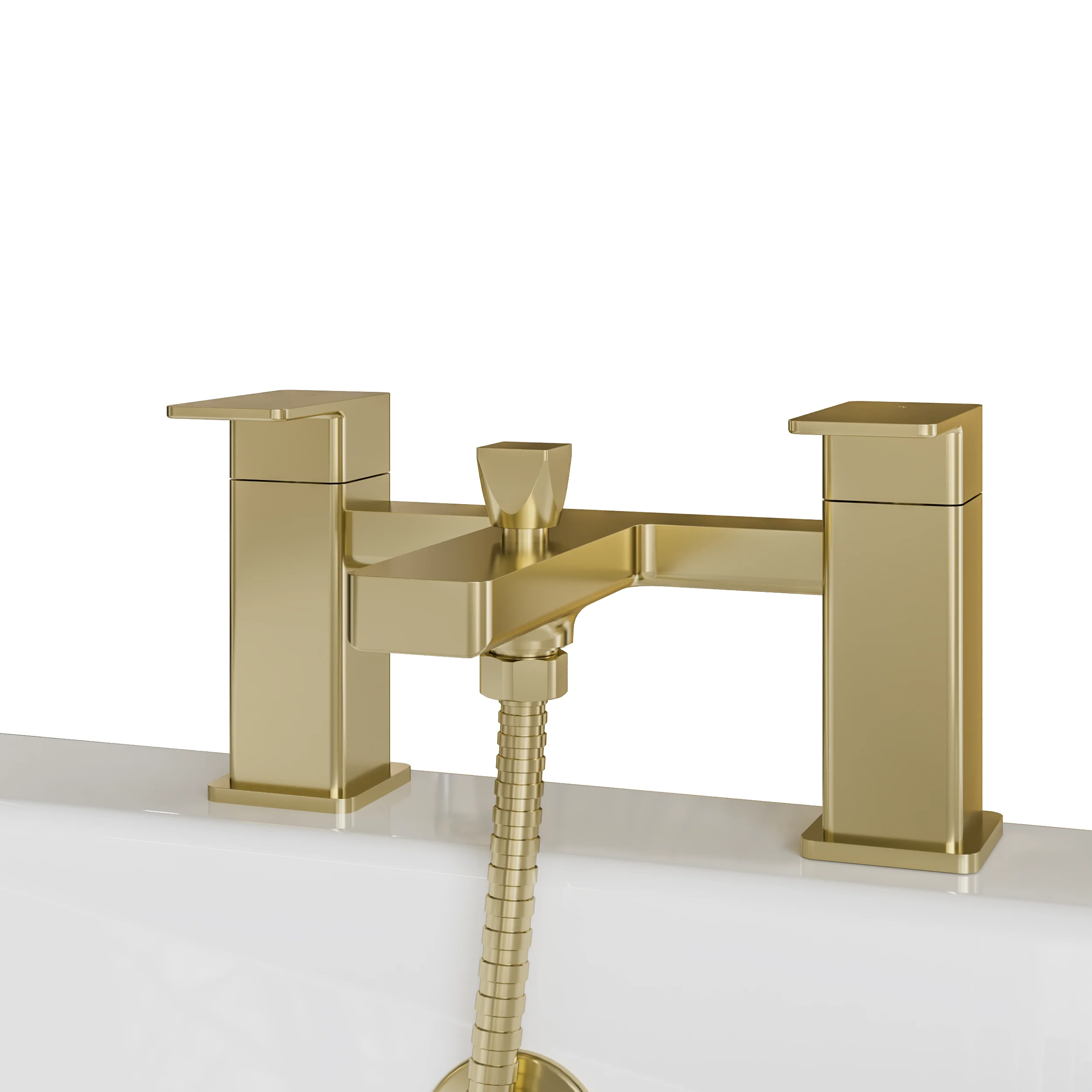 RYKER - Brushed Brass Bath Shower Mixer Tap Inc Handset - Image 5