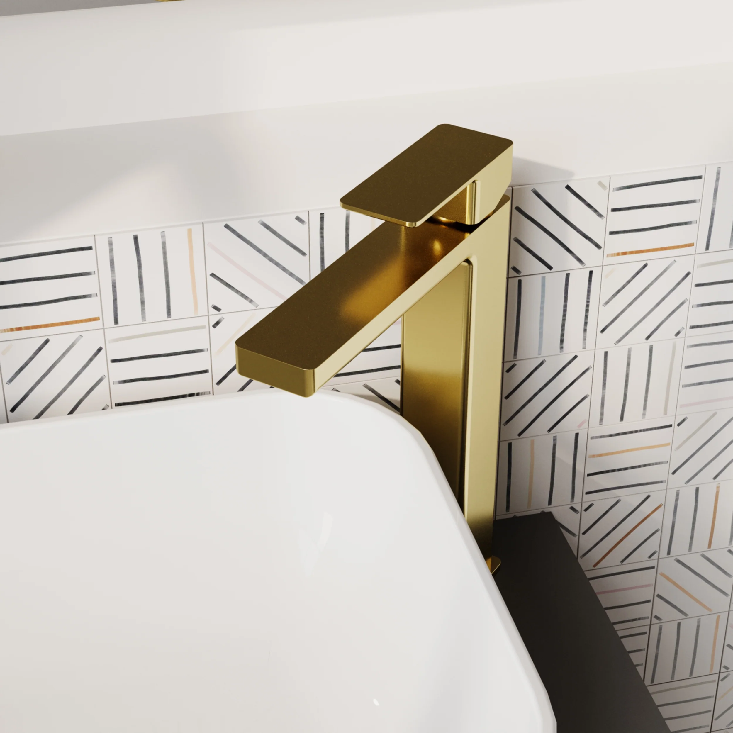 RYKER - Brushed Brass Tall Mono Basin Mixer Tap - Image 2
