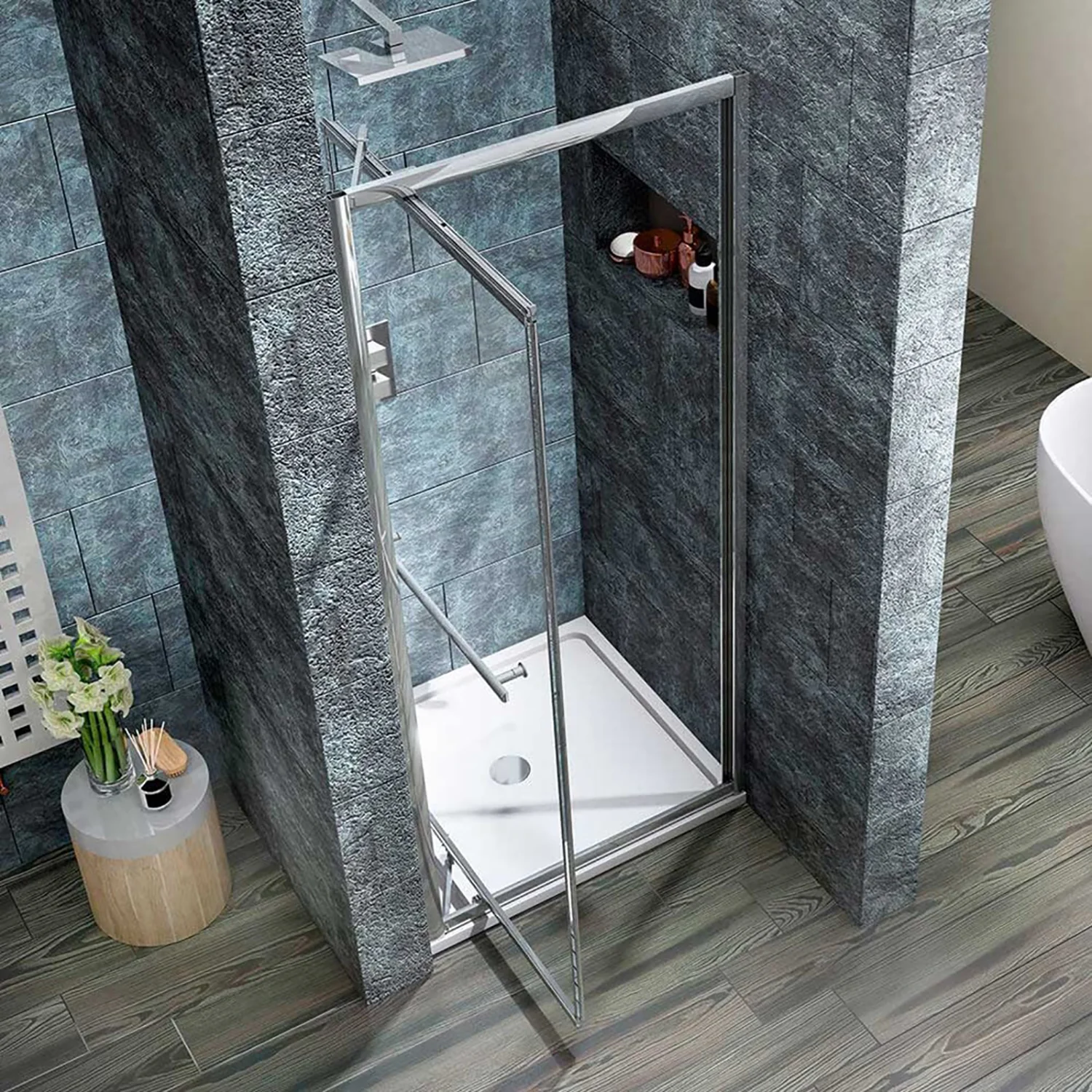 ShowerWorx Ocean 900mm Infold Shower Door - 8mm Glass - Image 3