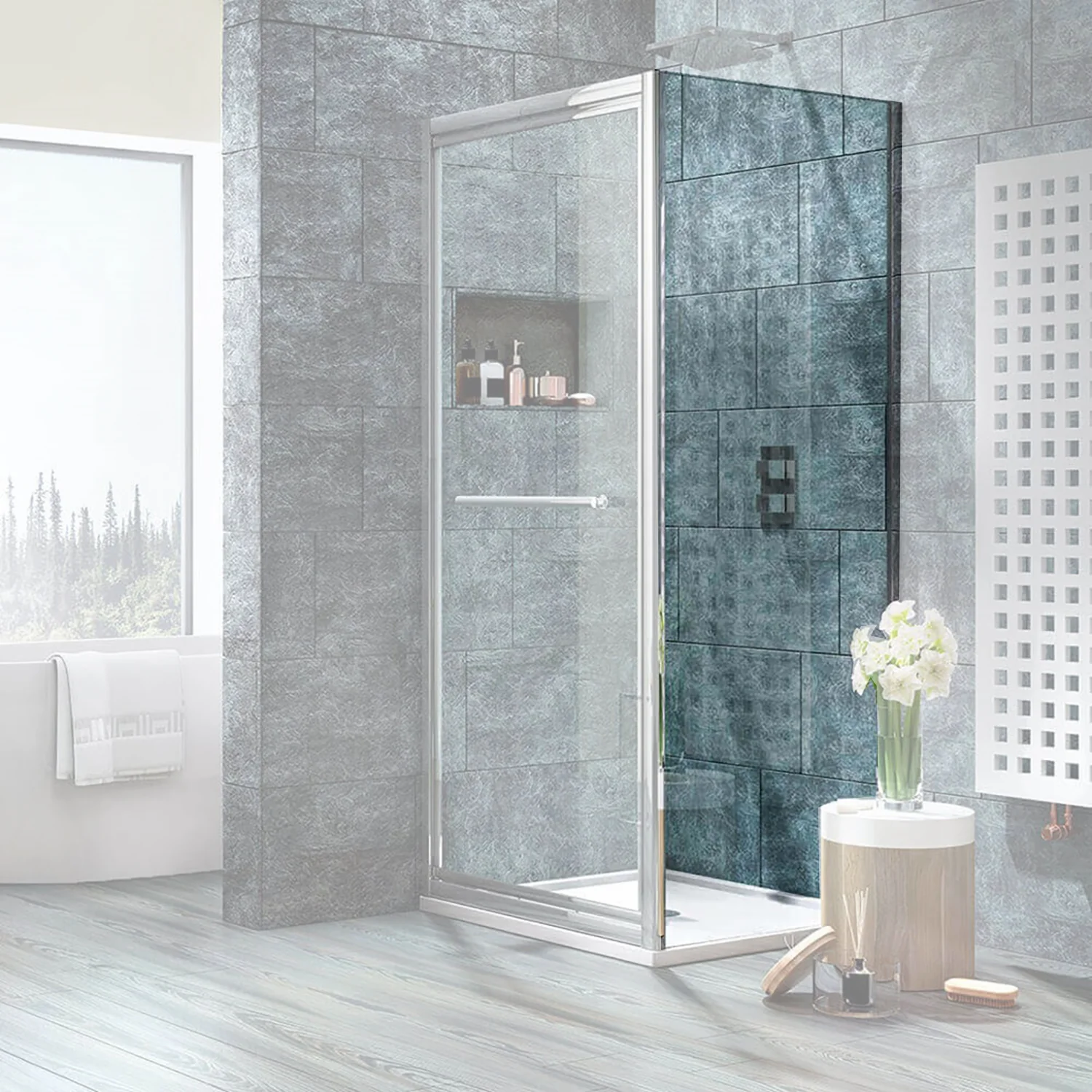 ShowerWorx Ocean 760mm Side Panel - 8mm Glass - Image 2