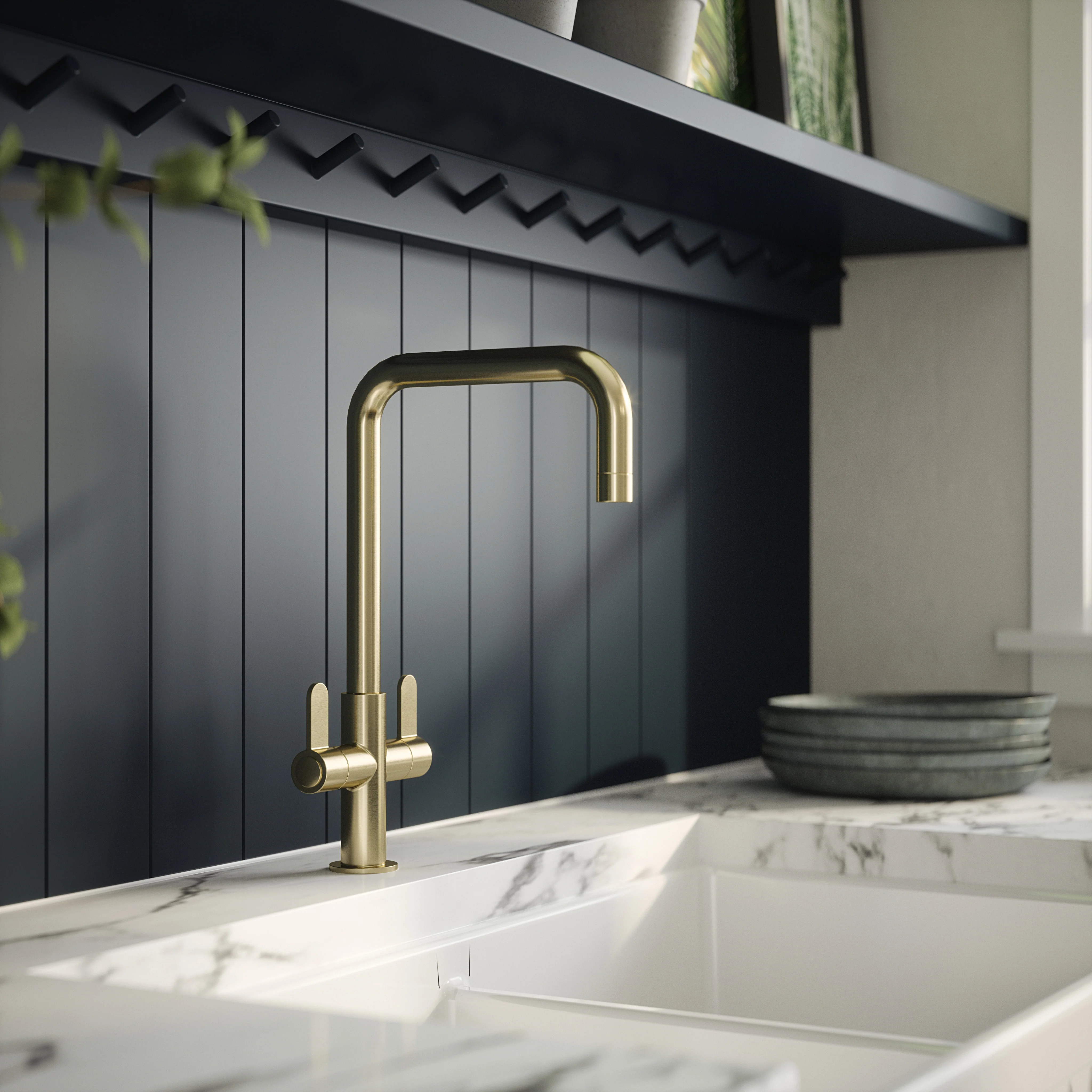 Samir Mono Dual Lever Brushed Brass - Brushed Brass - Image 2
