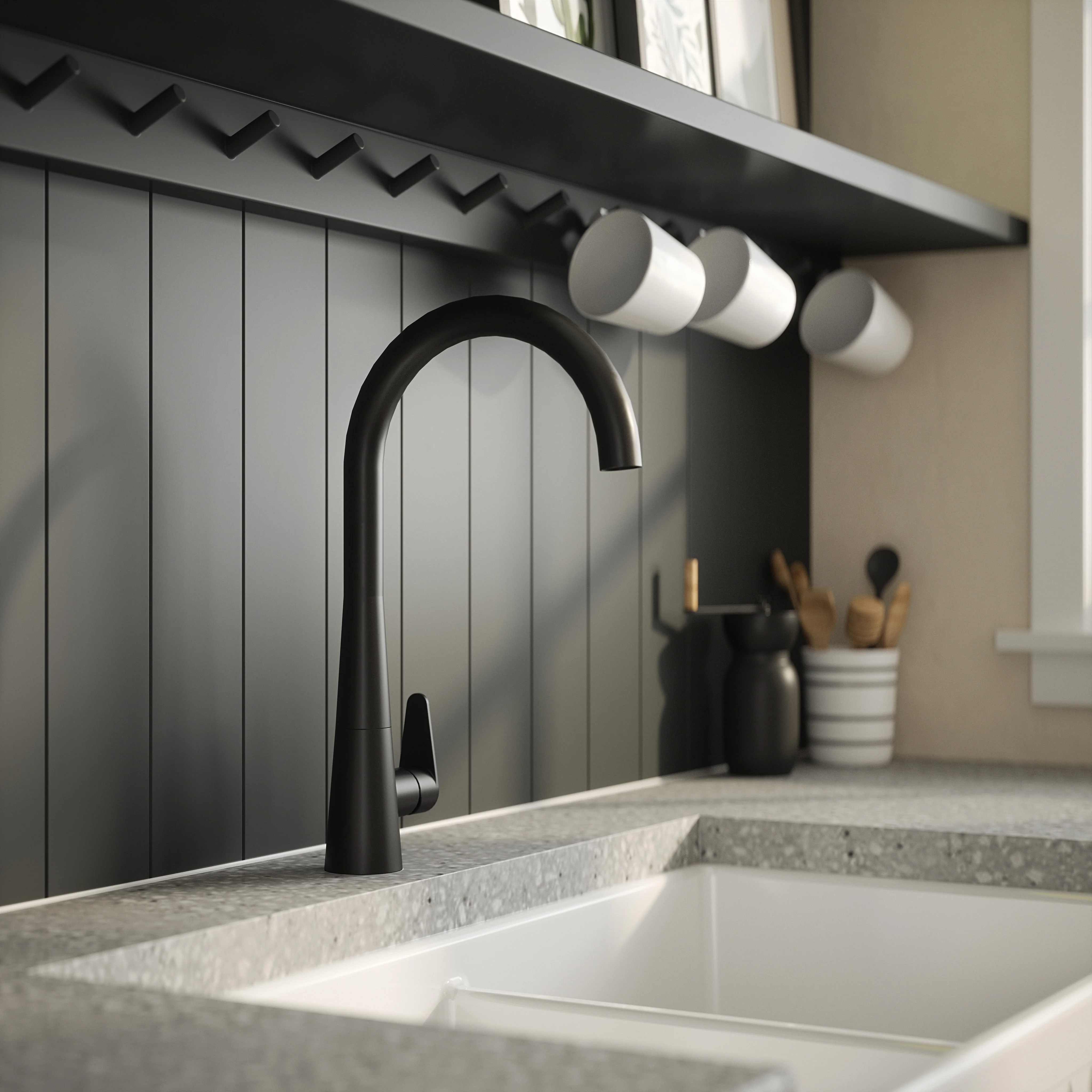 Samir Mono Single Lever Matt Black - Matt Black - Image 2