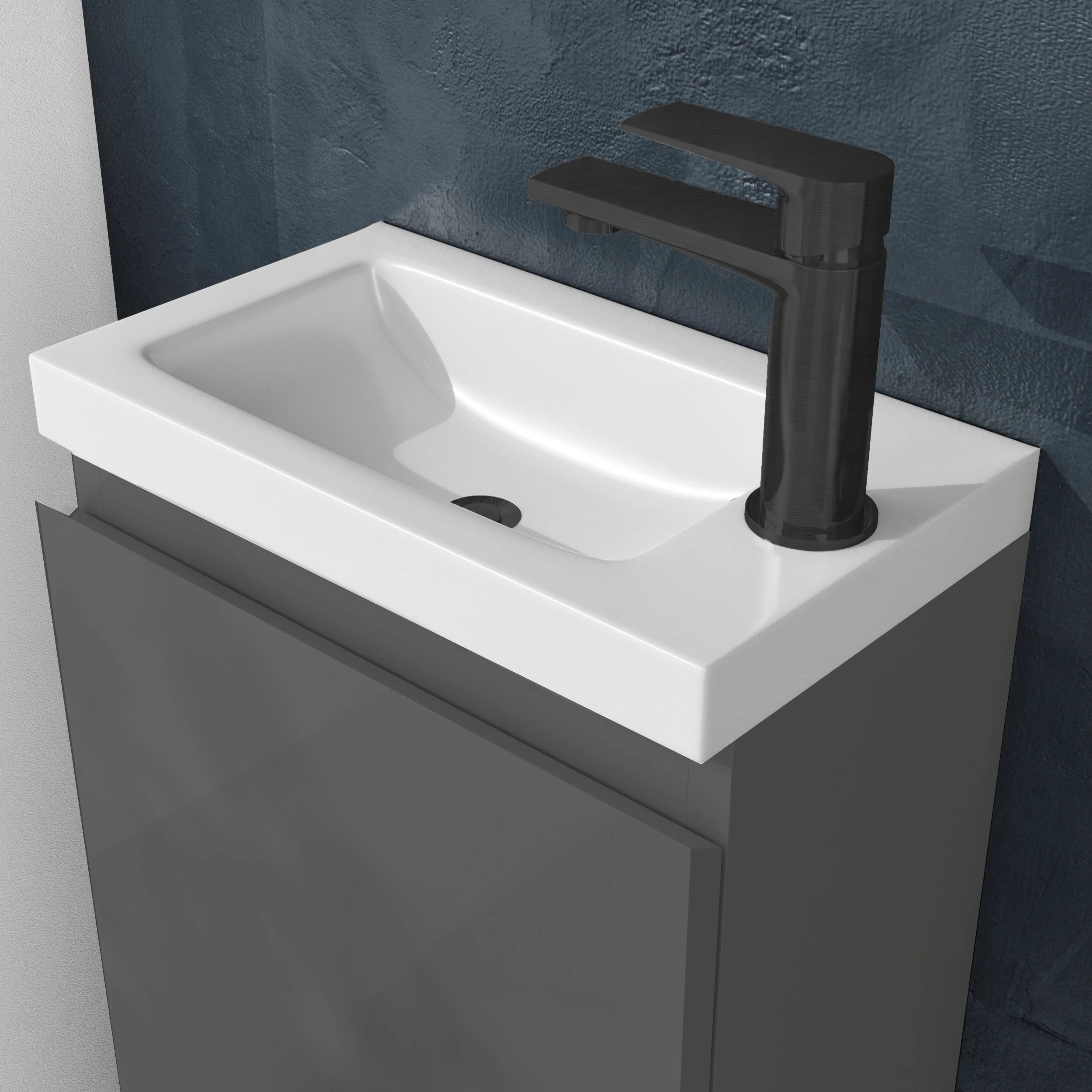 SDG 400mm Waterproof Vanity Unit with Basin - Matt Grey - Image 4