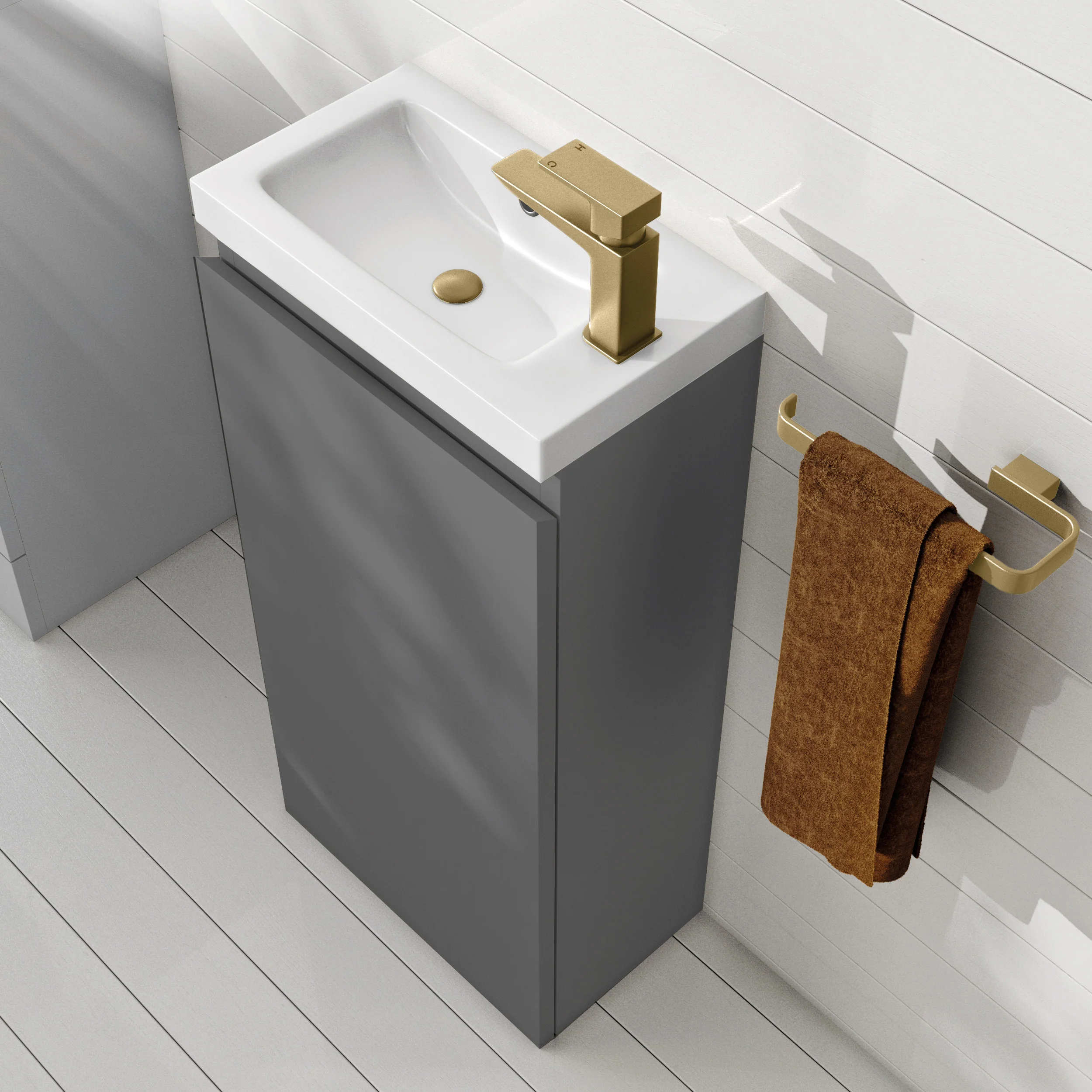 SDG 400mm Waterproof Vanity Unit with Basin - Matt Grey - Image 7