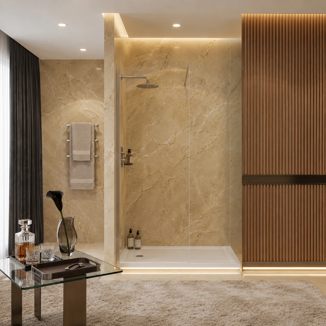 SDG Alumen 1200mm x 2000mm Wetroom Shower Screen - Brushed Nickel