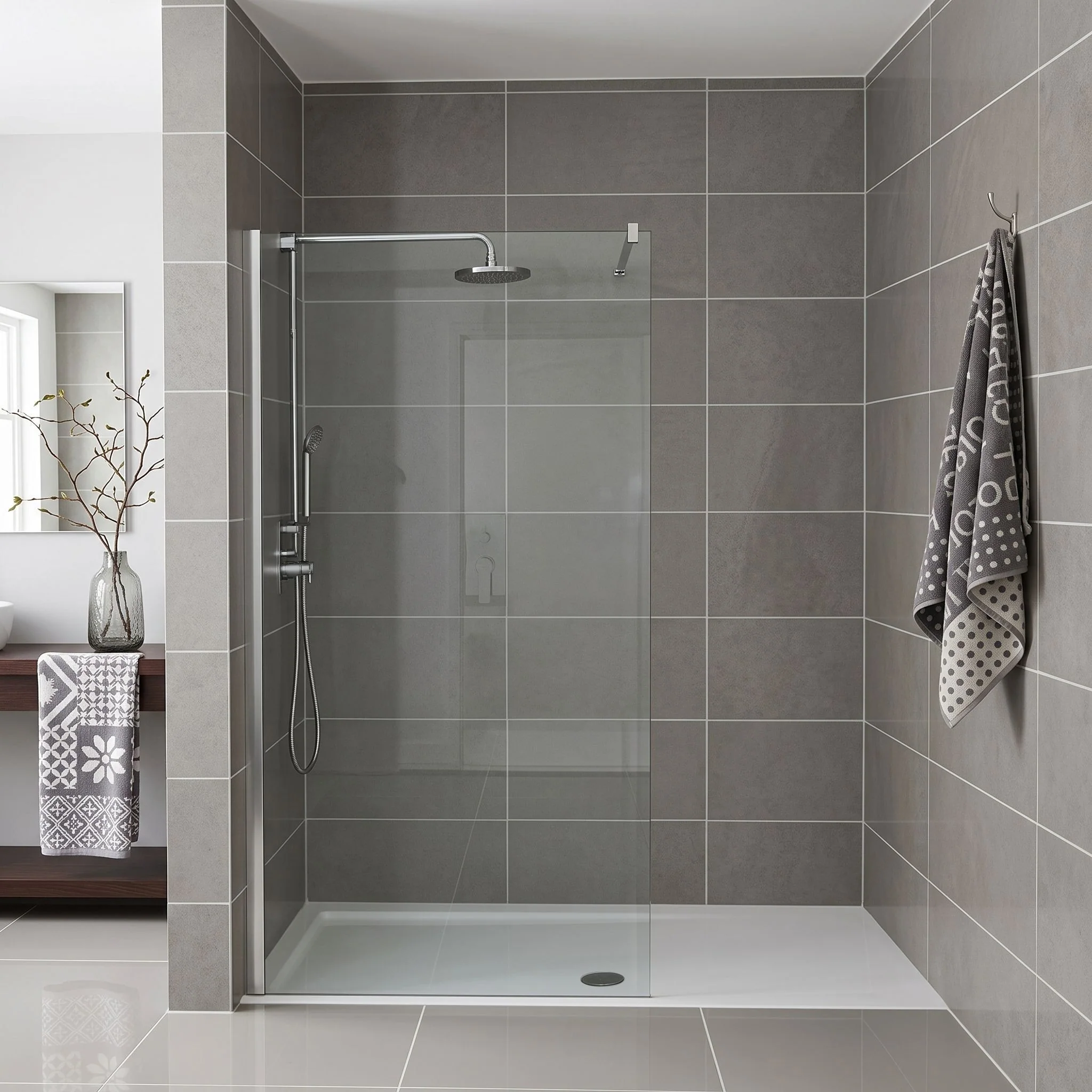 SDG Alumen Chrome Enclosure with Walk-in Shower Tray - 1300x800