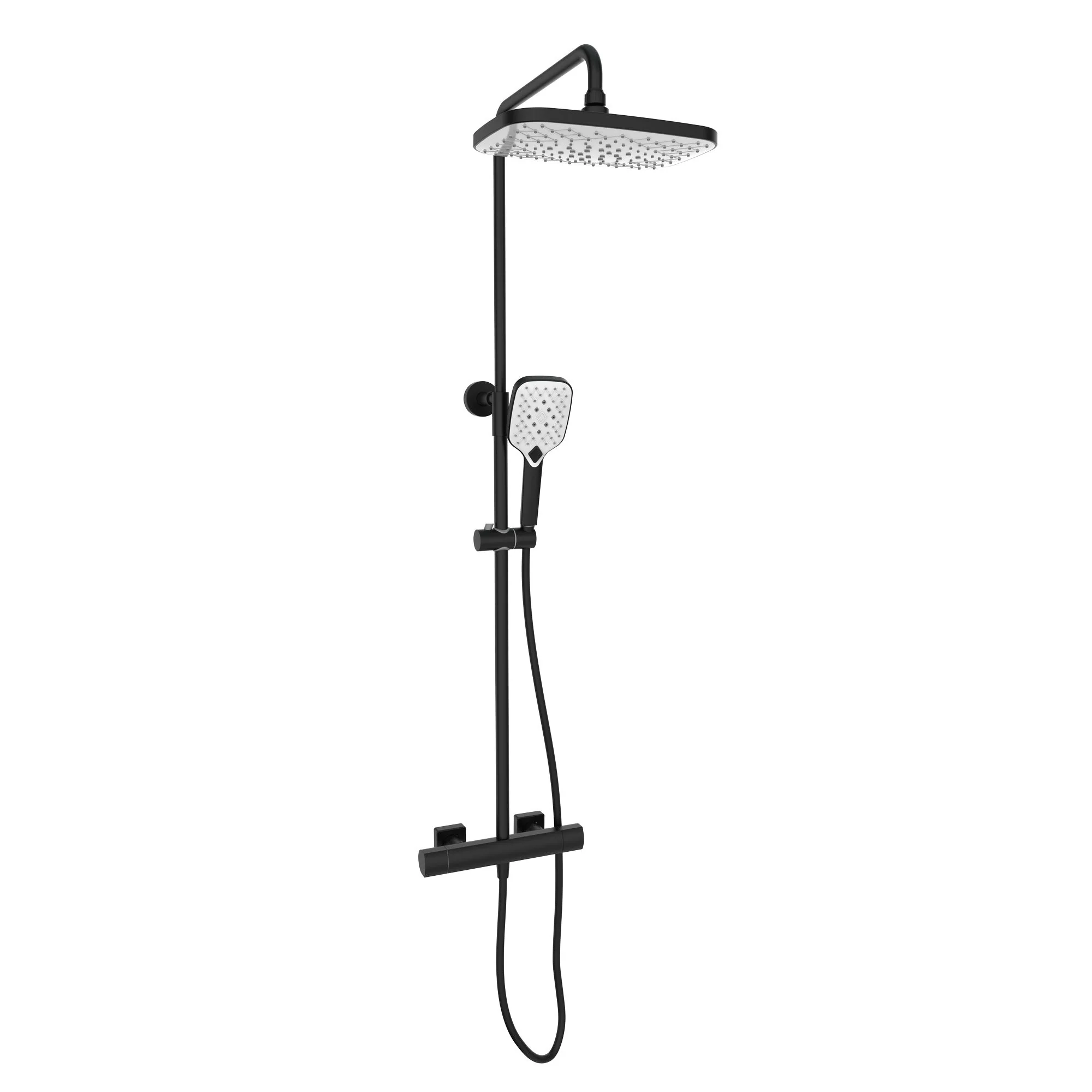 SDG SUPREME Exposed Thermostatic Bar Shower with Rigid Riser, Overhead Drencher Rose & Adjustable Handset - Black - Image 2