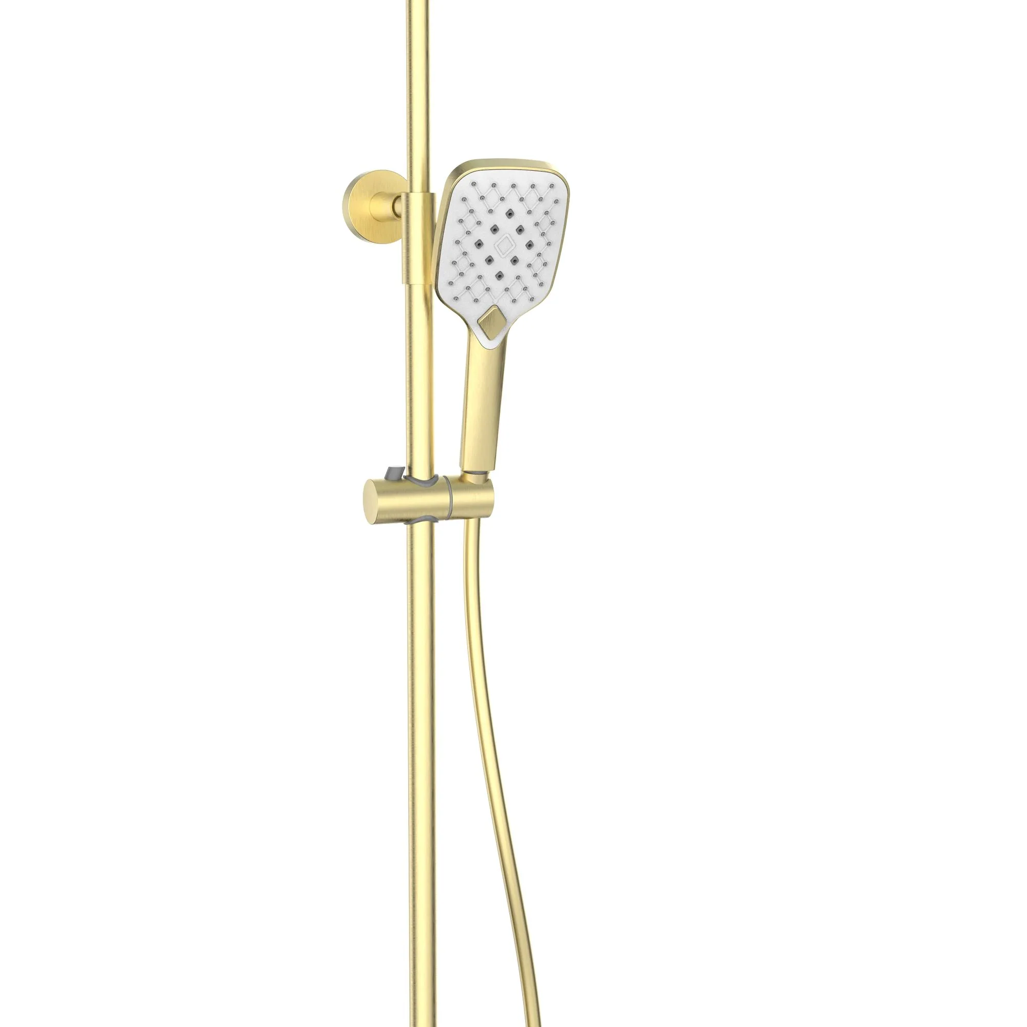 SDG SUPREME Exposed Thermostatic Bar Shower with Rigid Riser, Overhead Drencher Rose & Adjustable Handset - Brushed Brass - Image 4