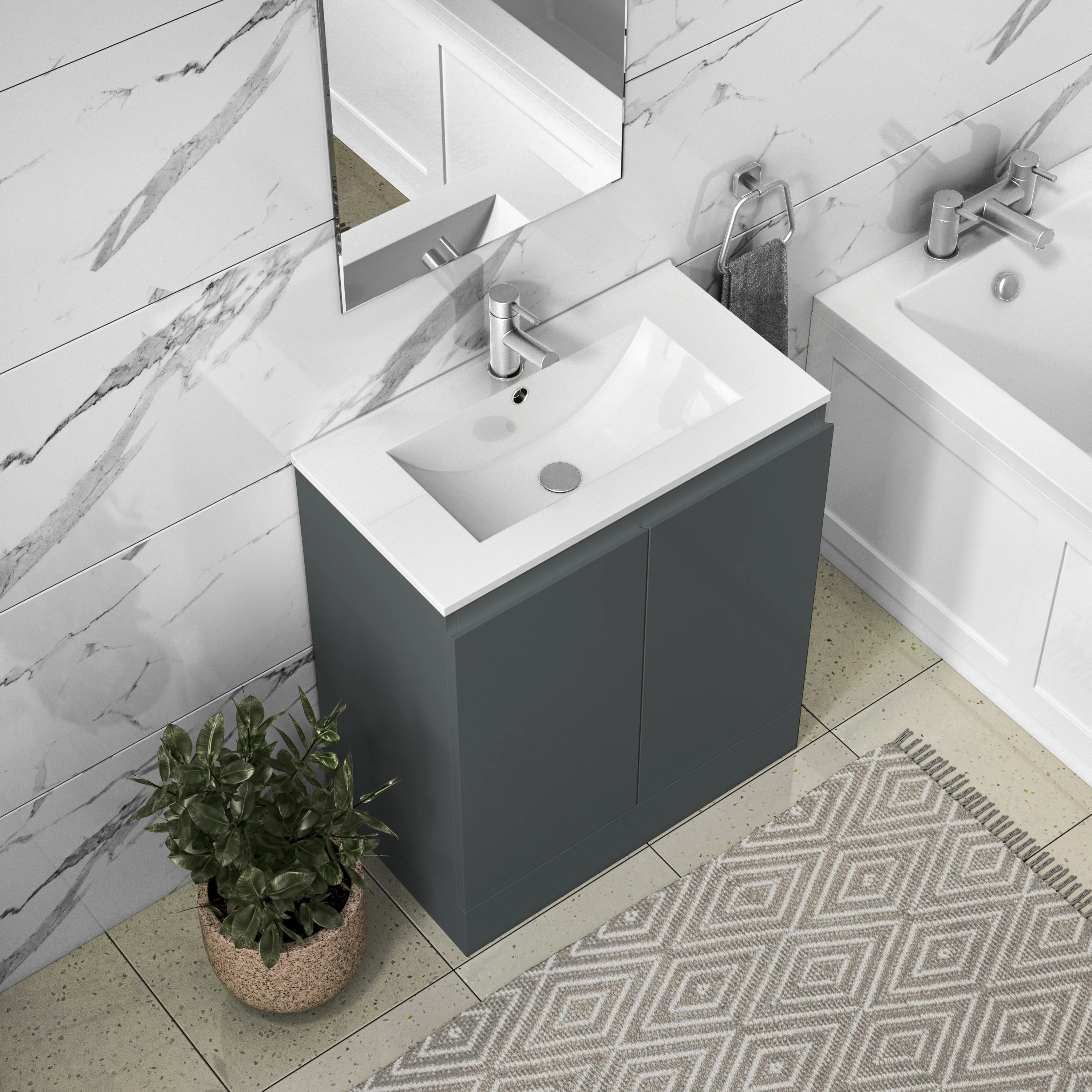 SDG 500mm Waterproof Vanity Unit with Basin - Matt Grey