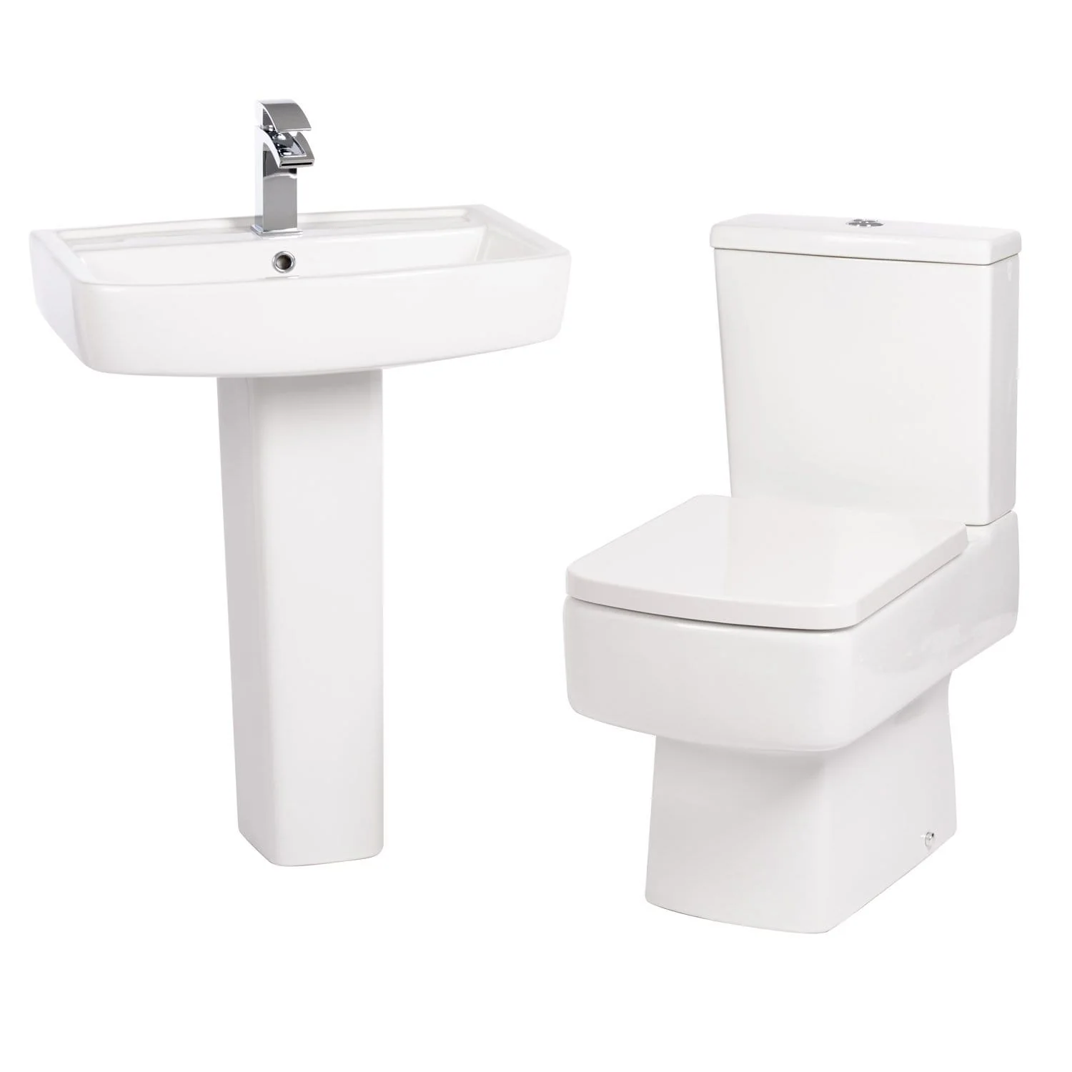 Serene Close Coupled Toilet & 520mm Full Pedestal Basin - Image 4