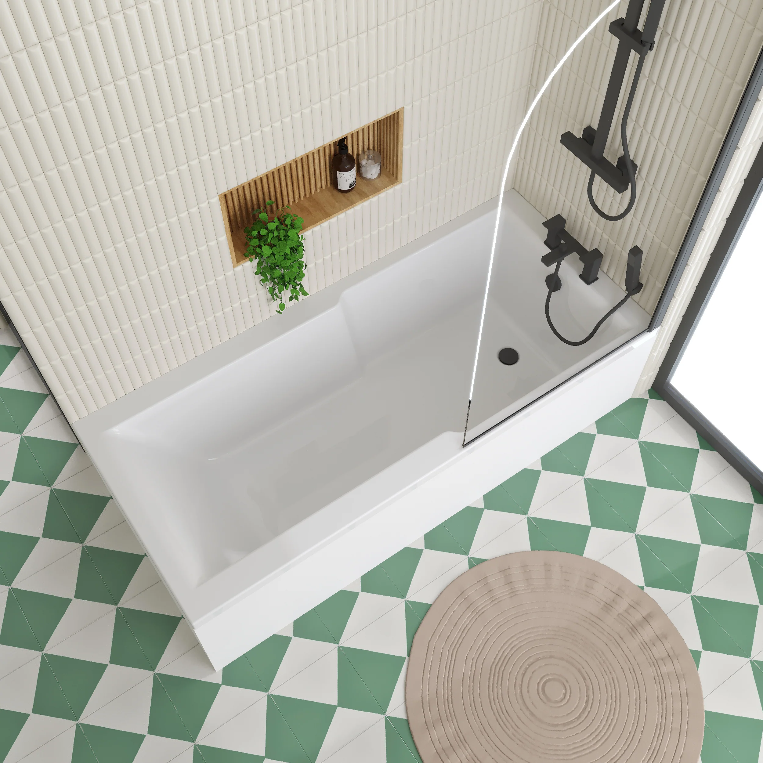 Serene Shower Straight 1700 x 750 Bathroom Suite C/W Black Curved Screen - Image 4