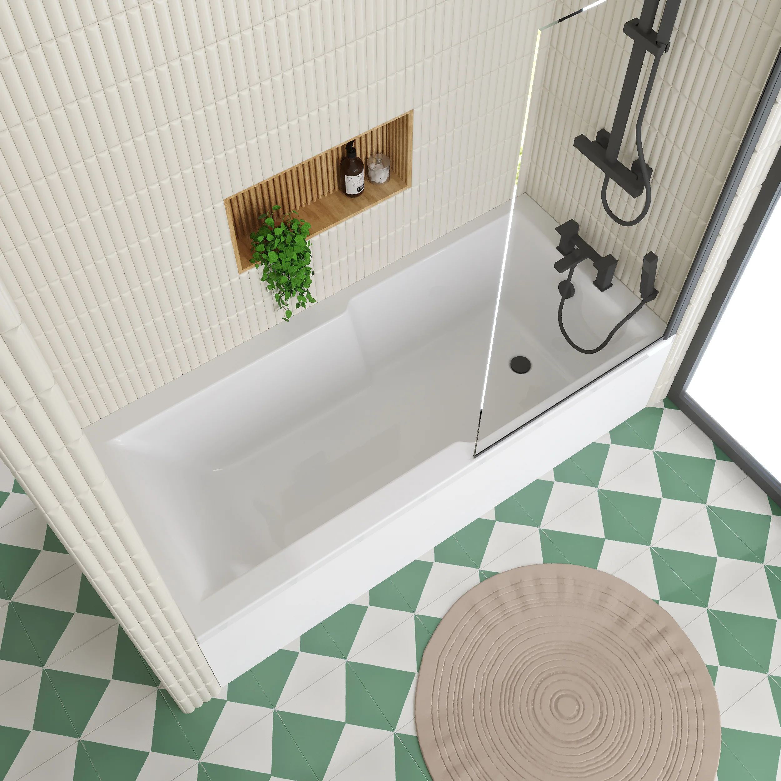 Serene Shower Straight 1700 x 750 Bathroom Suite C/W Black Square Screen - Image 2