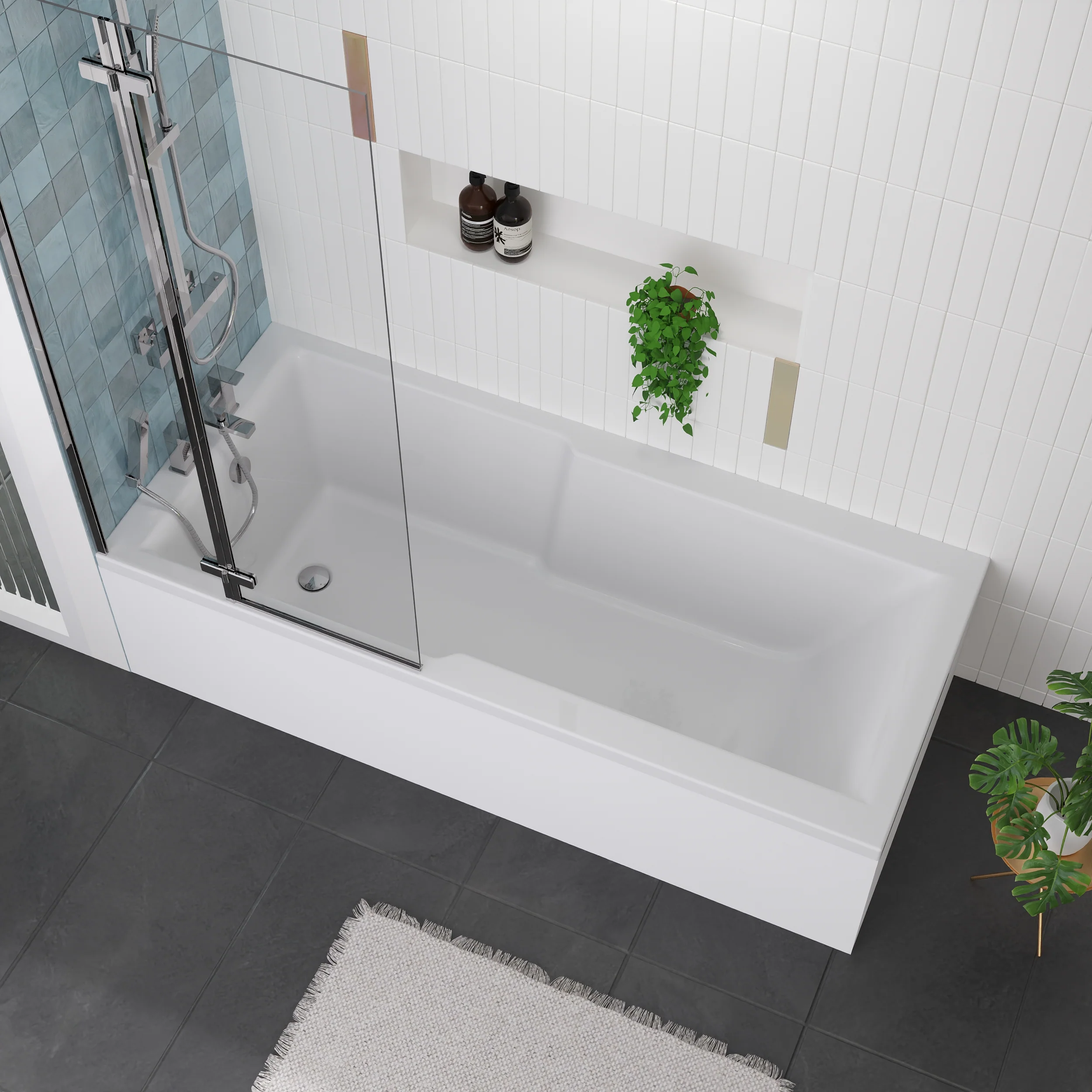 Serene Shower Straight 1700 x 750 Bathroom Suite C/W Chrome Double Screen - Image 3
