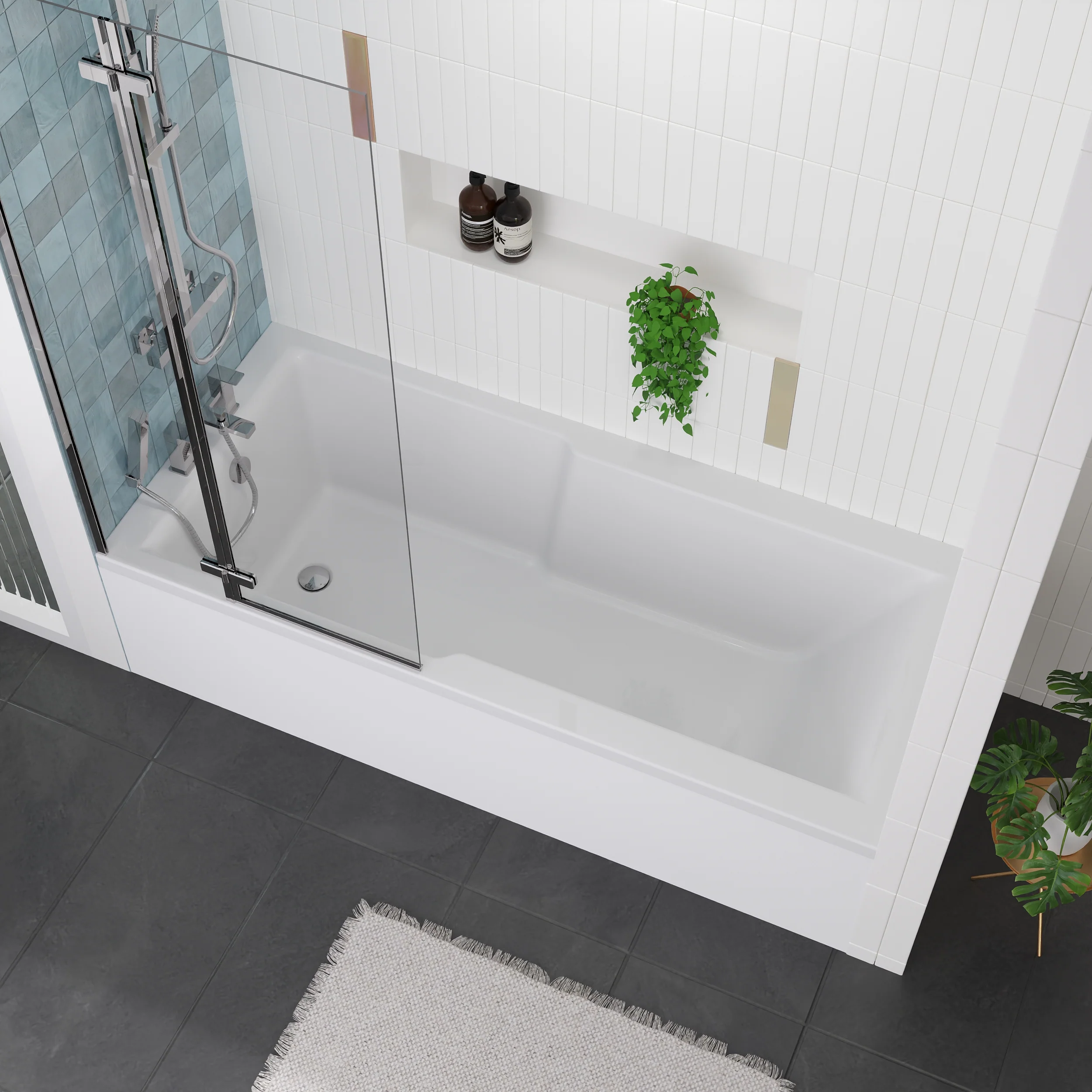 Serene Shower Straight 1700 x 750 Bathroom Suite C/W Chrome Double Screen - Image 4