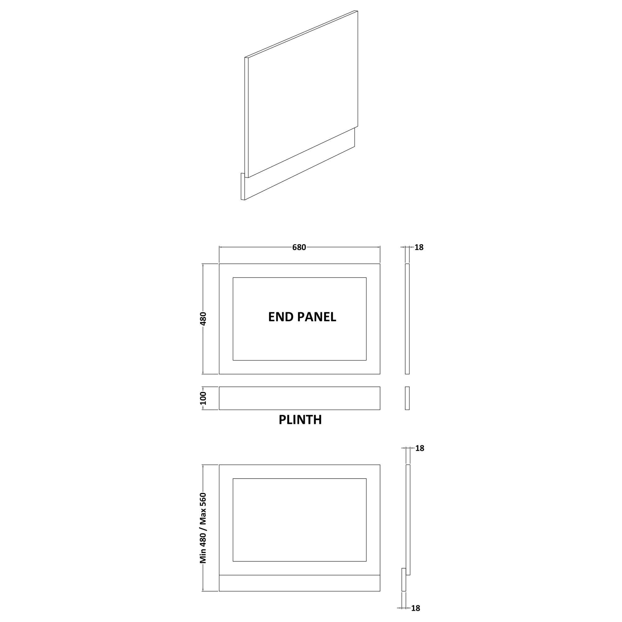 Shaker Waterproof Front & End Straight Bath Panel 1700 x 700 - White - Image 5