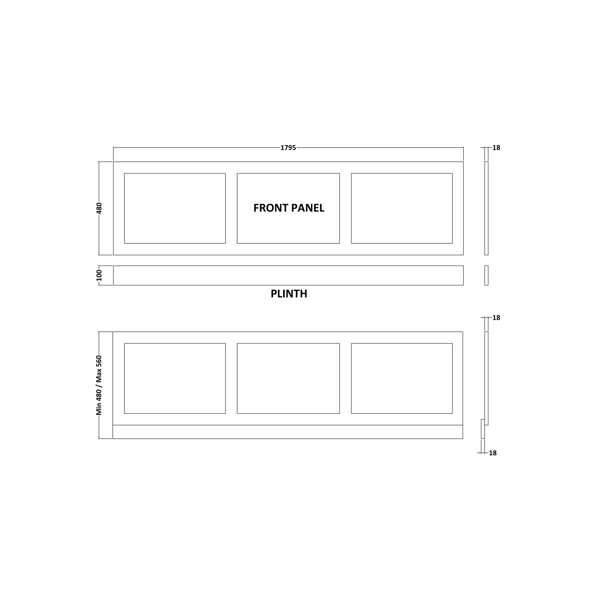 Shaker Waterproof Front & End Straight Bath Panel 1800 x 800 - White - Image 3