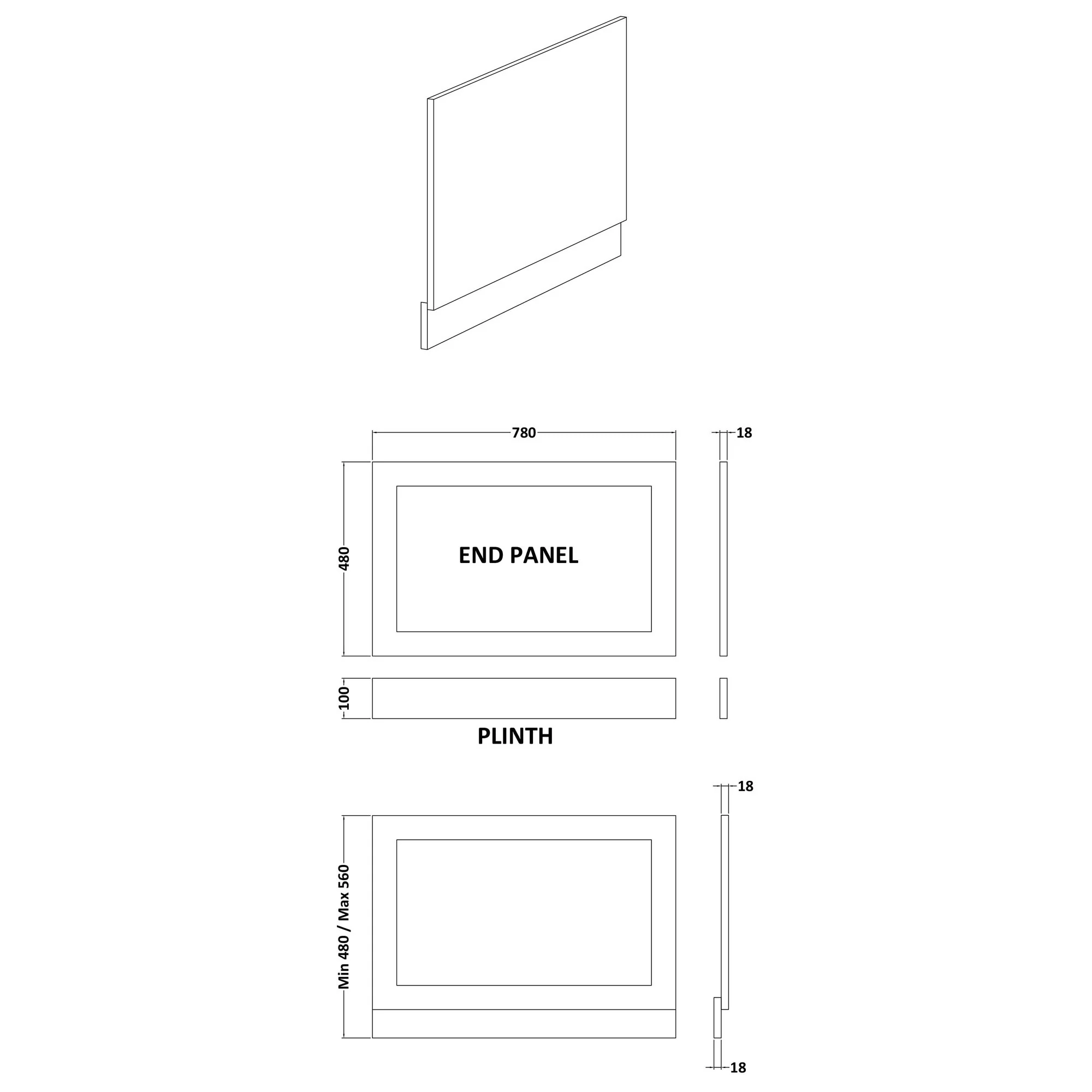 Shaker Waterproof Front & End Straight Bath Panel 1800 x 800 - White - Image 5