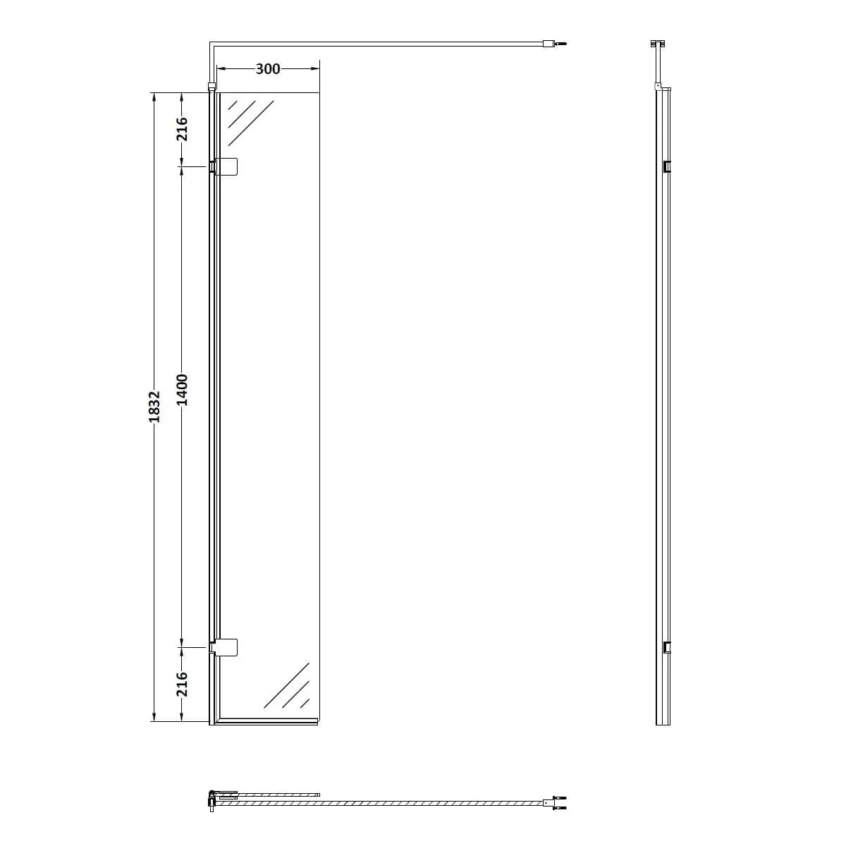 ShowerWorX 300mm Wetroom 8mm Hinged Return Screen - Image 6