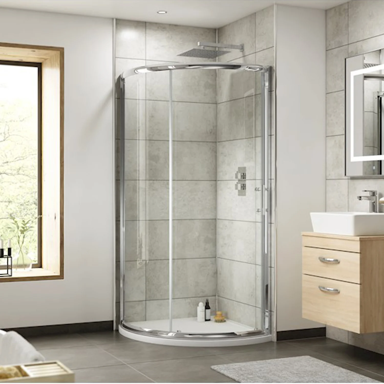 ShowerWorX Atlantic 860mm Single Entry Quadrant Shower Enclosure with Tray - 6mm Glass