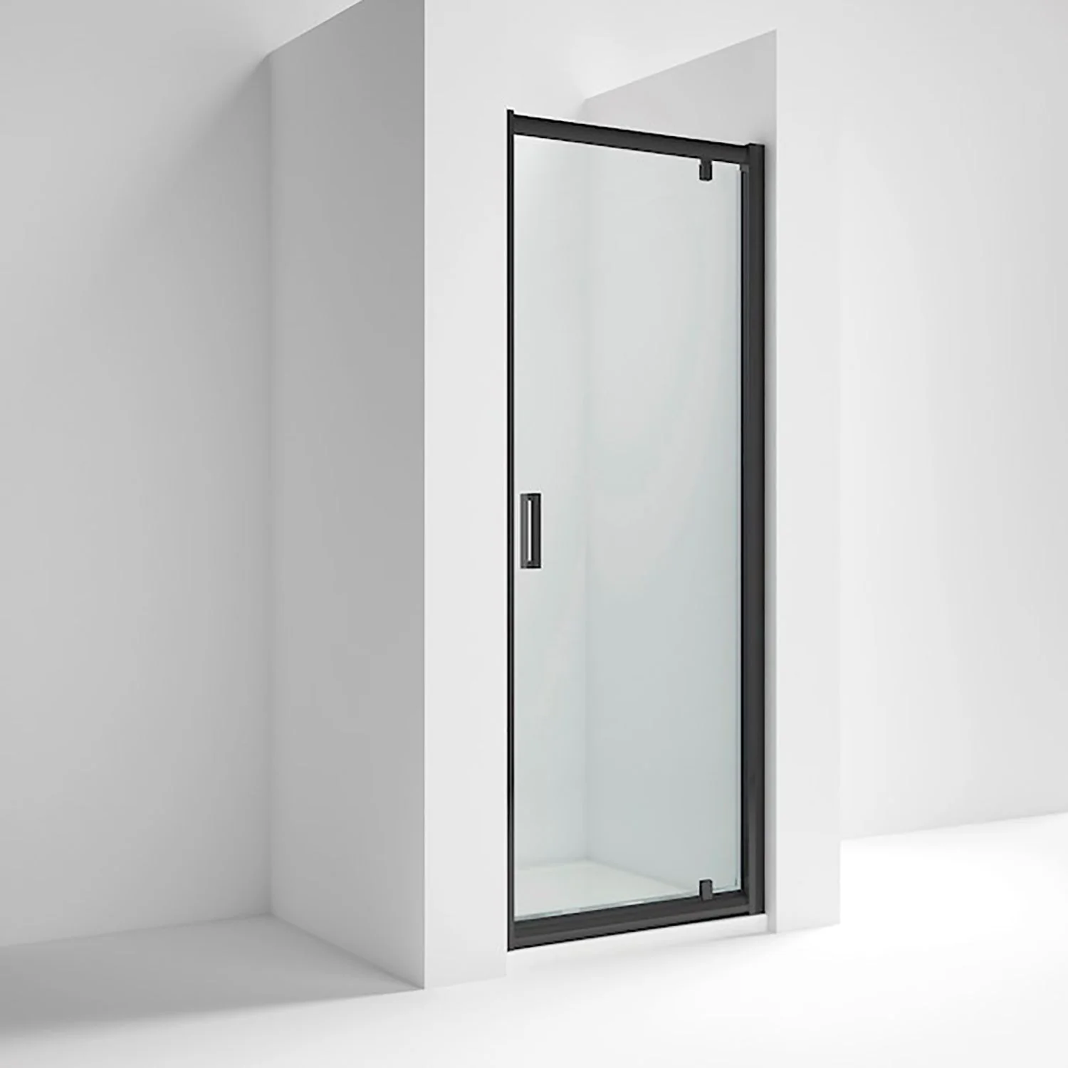 ShowerWorx Atlantic Matt Black 760mm Pivot Shower Door with Slate Shower Tray - Image 4