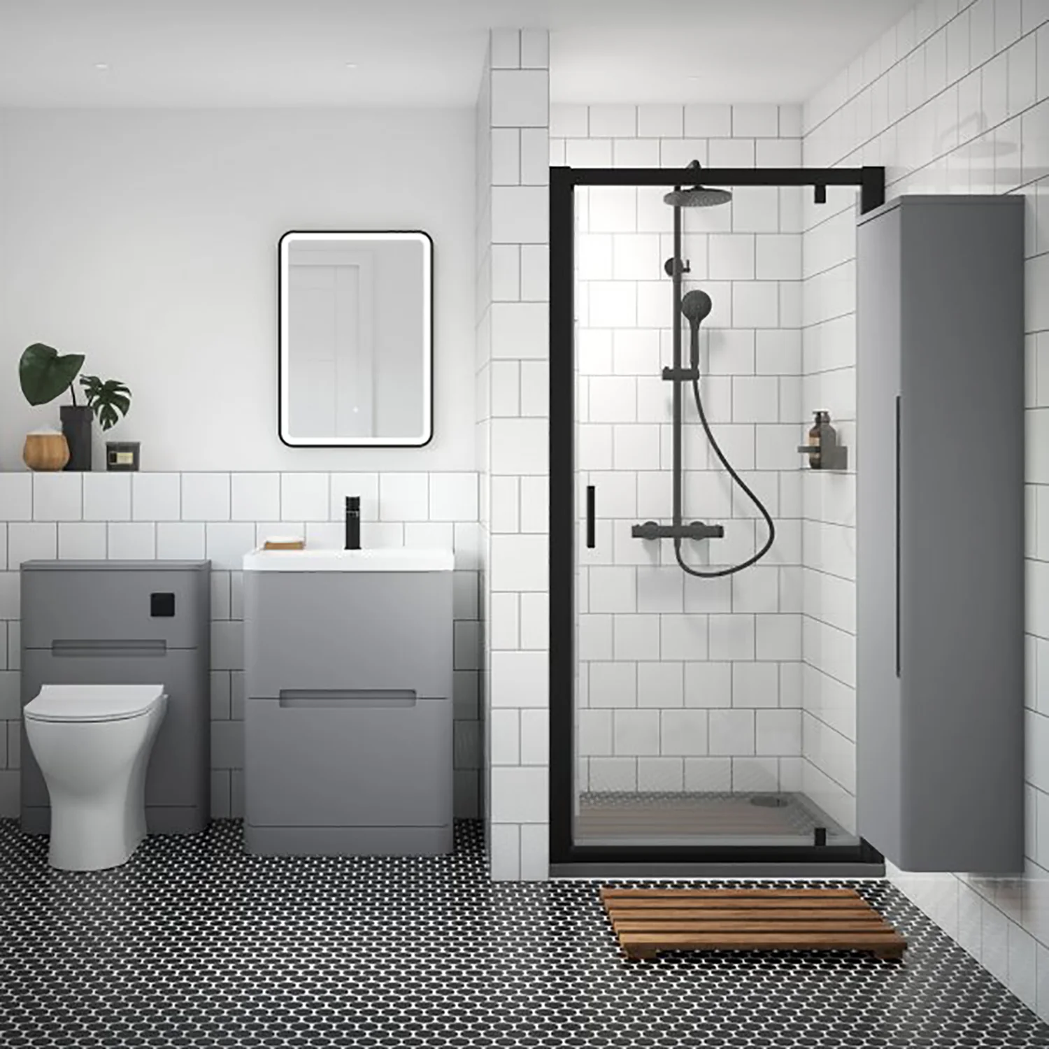 ShowerWorx Atlantic Matt Black 800mm Pivot Shower Door - 6mm Glass - Image 4