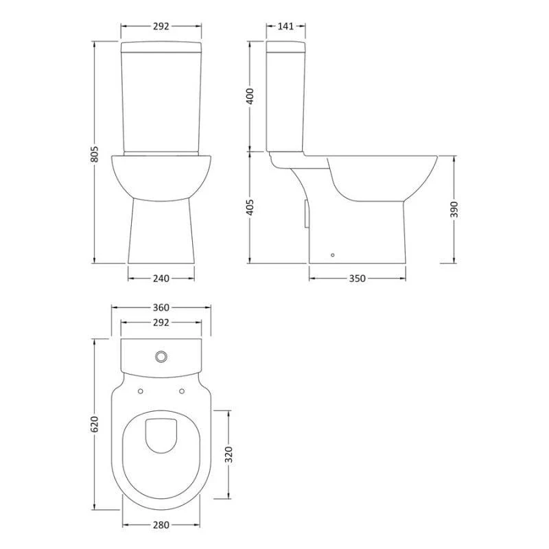Civic Close Coupled Toilet & 520mm Basin and Full Pedestal - Image 6
