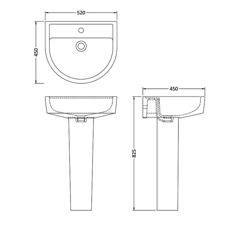 Civic Close Coupled Toilet & 520mm Basin and Full Pedestal - Image 7