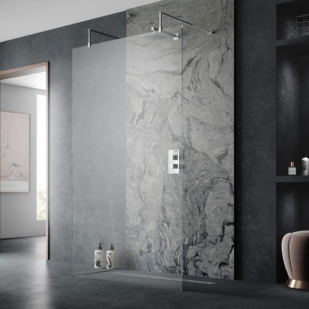 ShowerWorX Freestanding 1400mm Wet Room Screen with Double Arm Supports - 8mm Glass - Image 2