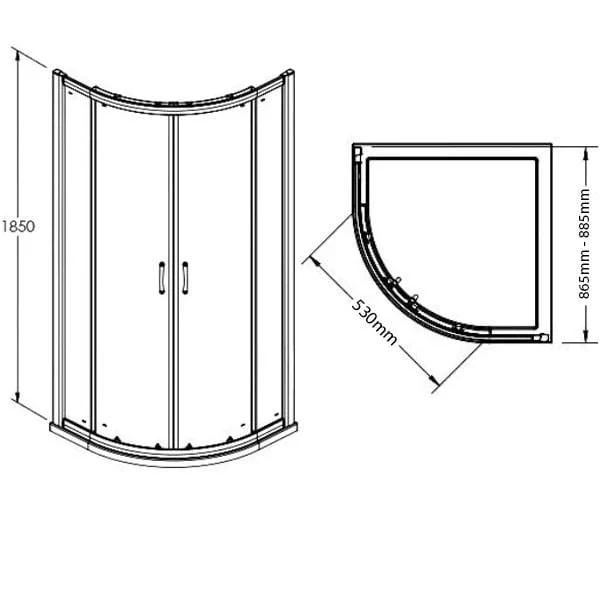 ShowerWorX Lela 900 x 900mm Quadrant Shower Enclosure + Pearlstone Tray - Image 3