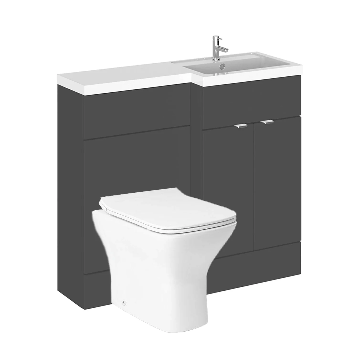 Siena 1000mm Vanity & WC Set with Piazza Pan - Gloss Grey