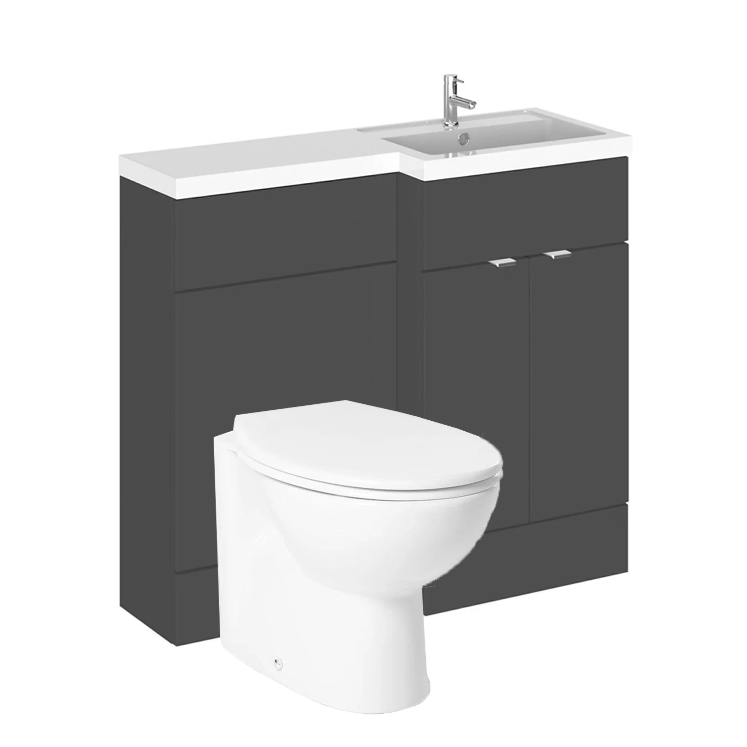 Siena 1000mm Vanity & WC Set with Round Pan - Gloss Grey