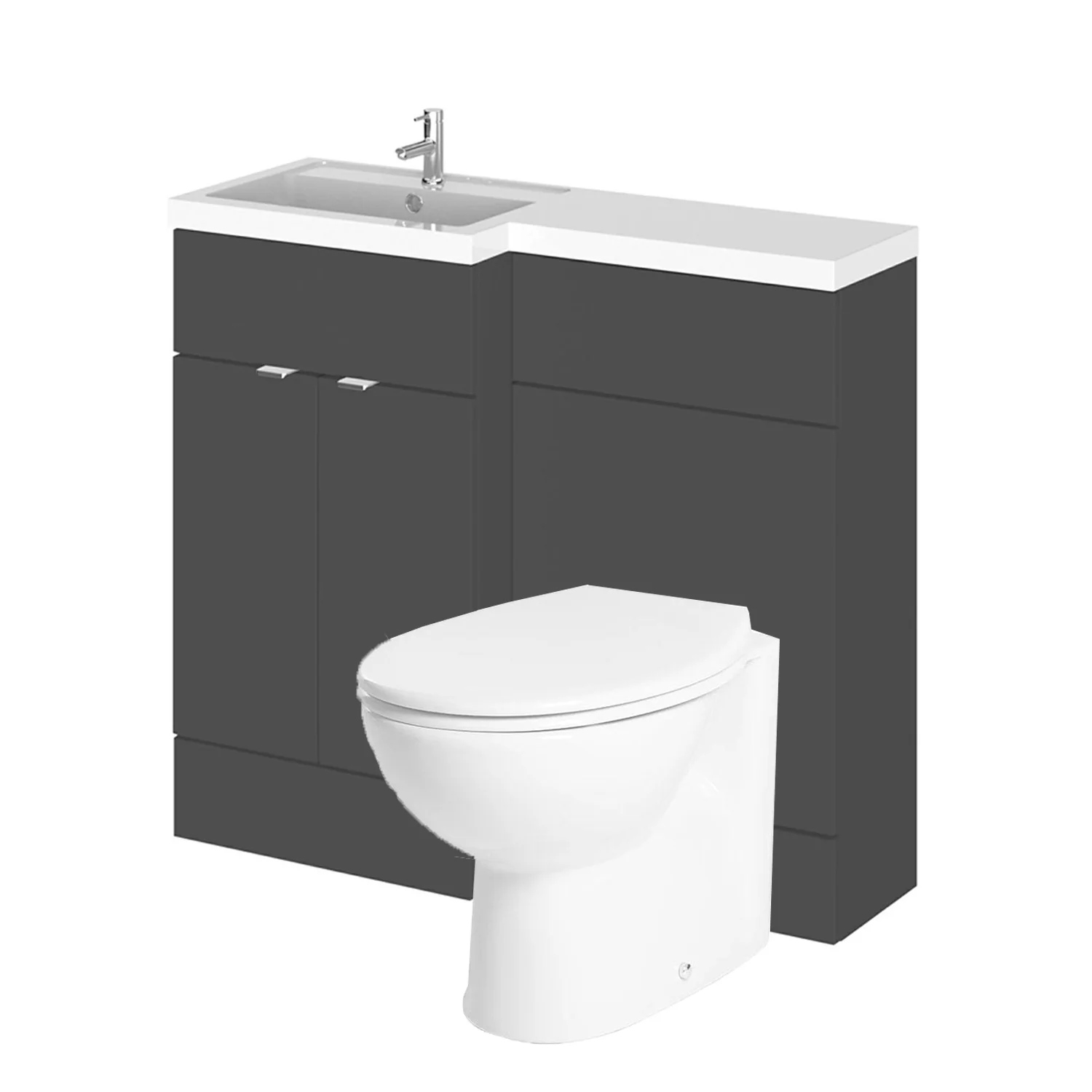 Siena 1000mm Vanity & WC Set with Round Pan - Gloss Grey - Image 2
