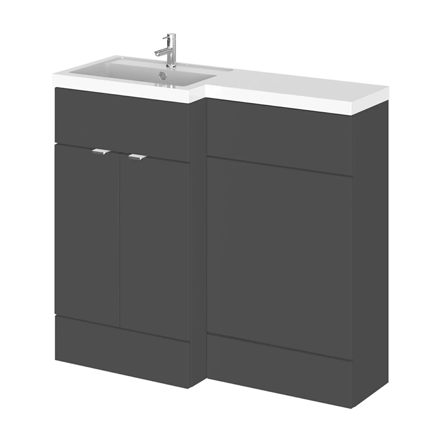 Siena 1000mm Vanity & WC Set with Round Pan - Gloss Grey - Image 4