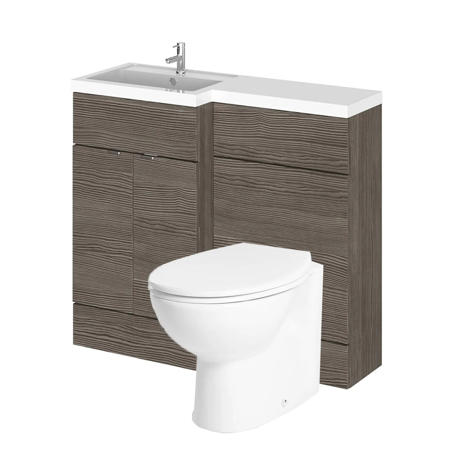 Siena 1000mm Vanity & WC Set with Round Pan - Grey Avola - Image 2