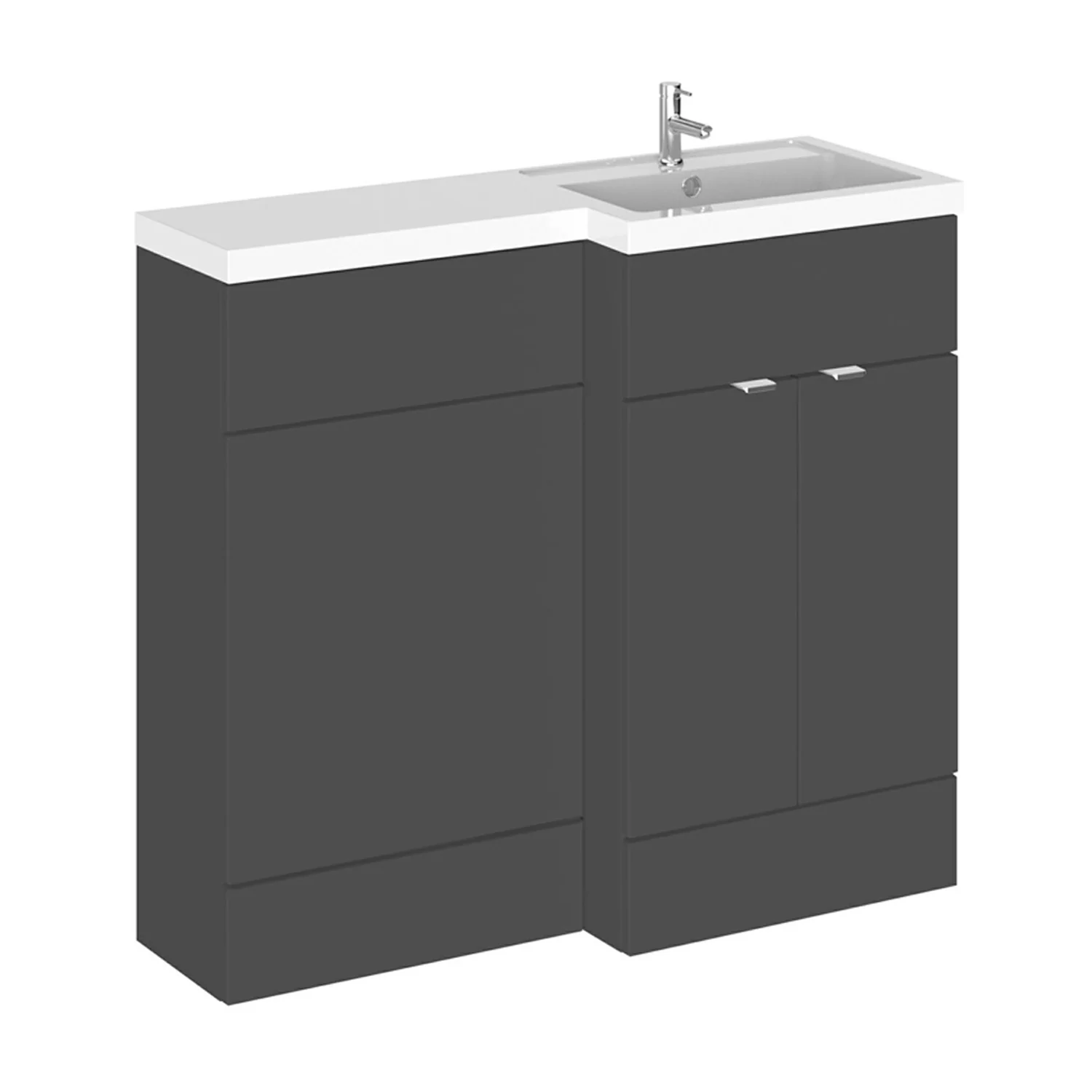 Siena 1000mm Vanity & WC Set with Square Pan - Gloss Grey - Image 3