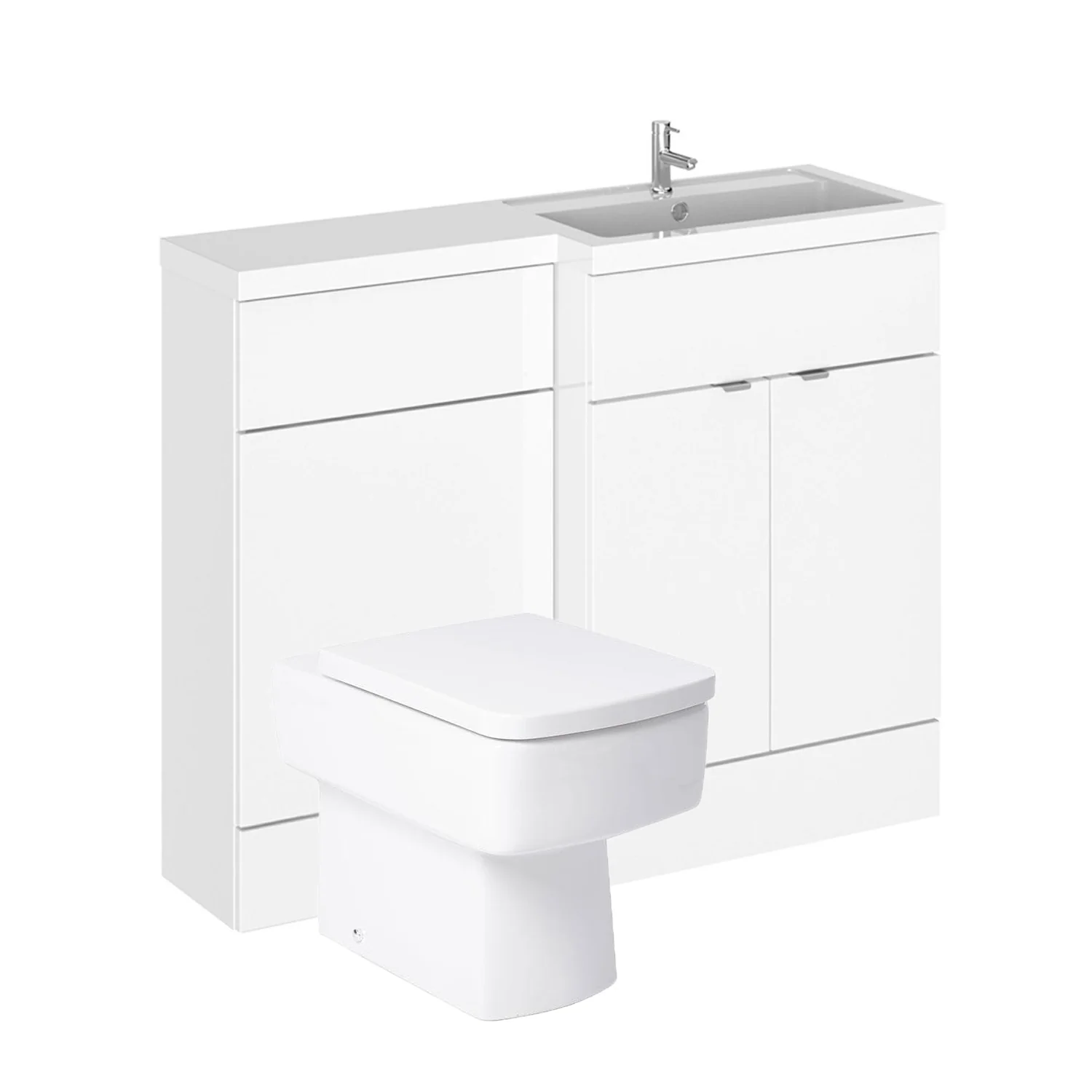Siena 1000mm Vanity & WC Set with Square Pan - White