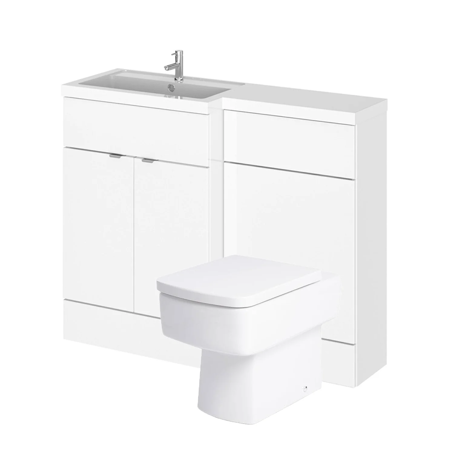 Siena 1000mm Vanity & WC Set with Square Pan - White - Image 2