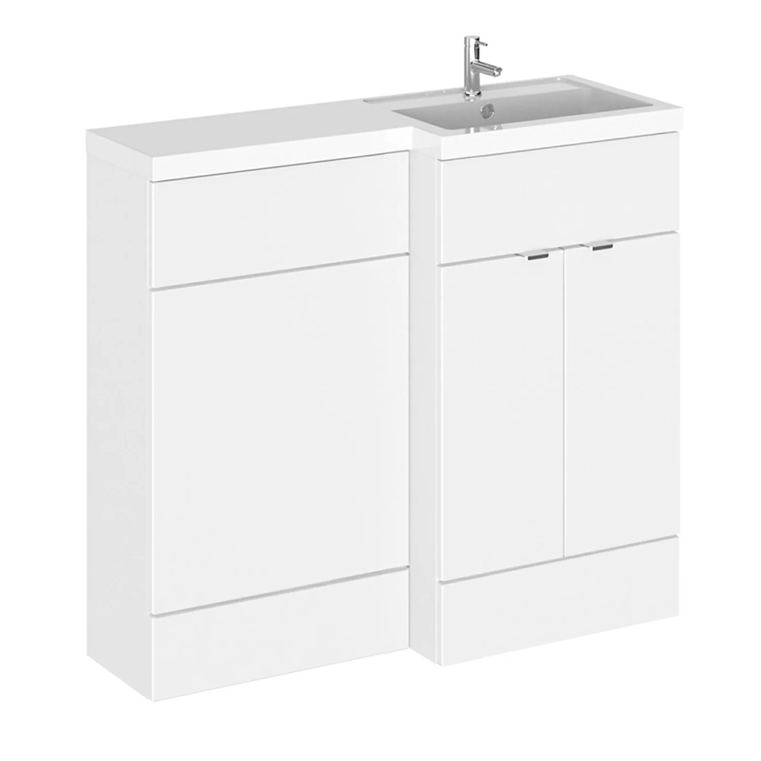 Siena 1000mm Vanity & WC Set with Square Pan - White - Image 3