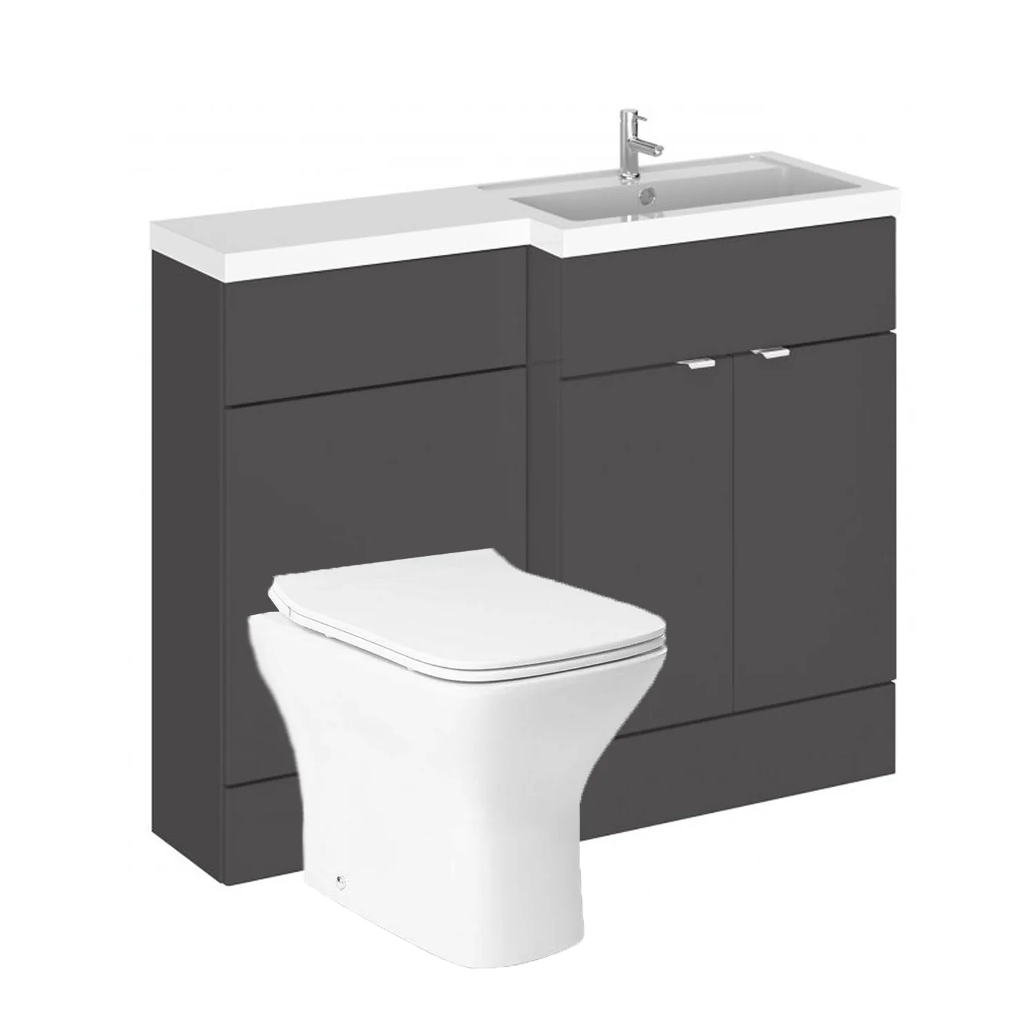 Siena 1100mm Vanity & WC Set with Piazza Pan - Gloss Grey