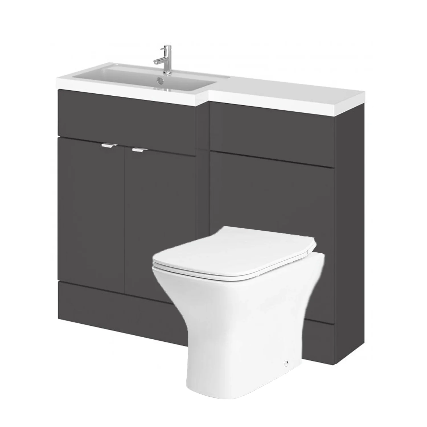 Siena 1100mm Vanity & WC Set with Piazza Pan - Gloss Grey - Image 2