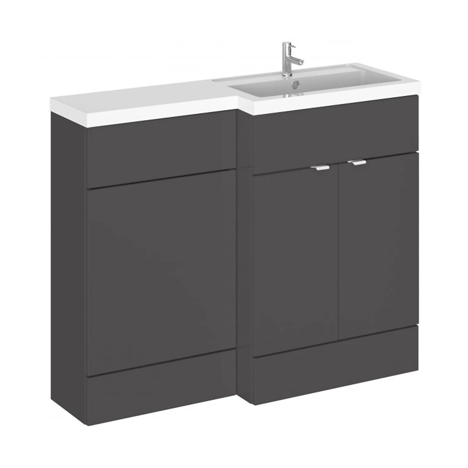 Siena 1100mm Vanity & WC Set with Piazza Pan - Gloss Grey - Image 3