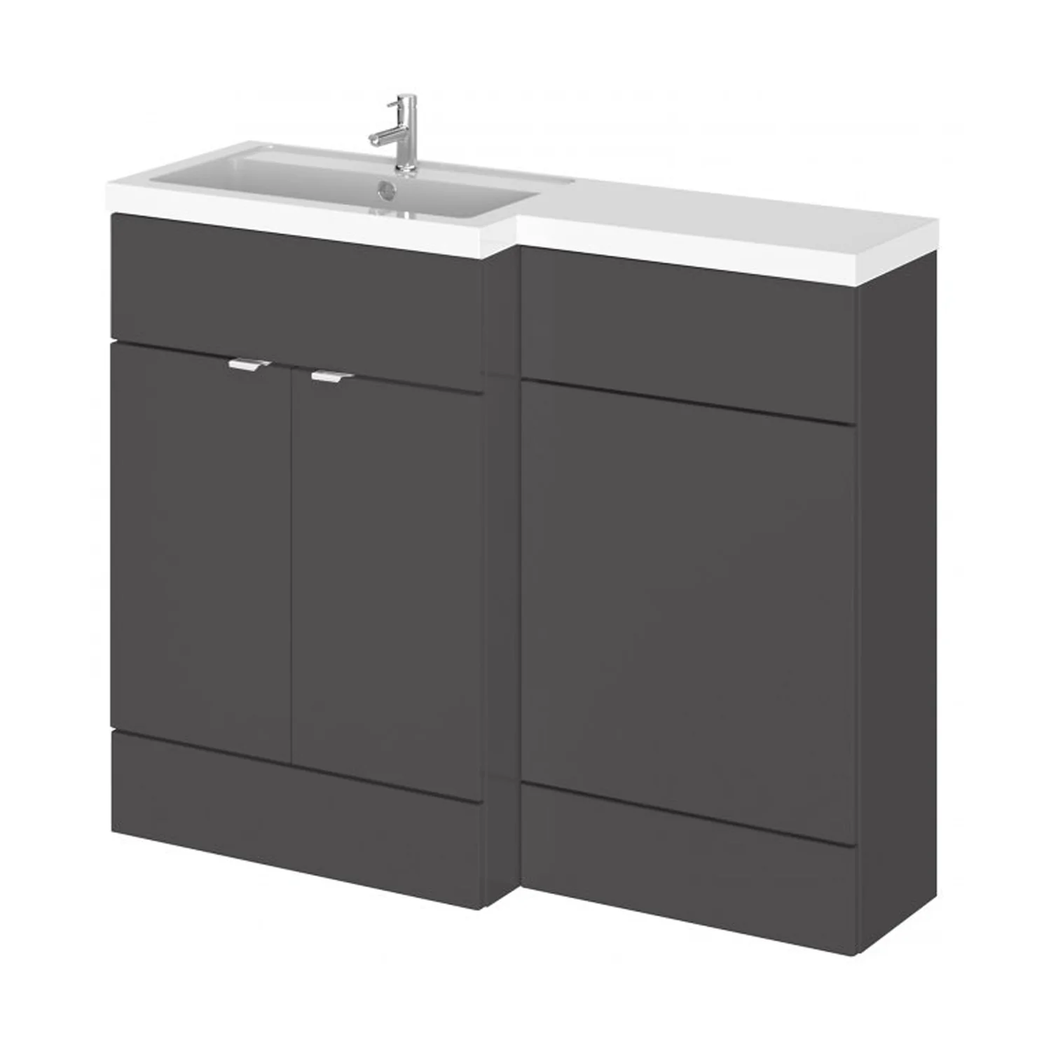 Siena 1100mm Vanity & WC Set with Piazza Pan - Gloss Grey - Image 4