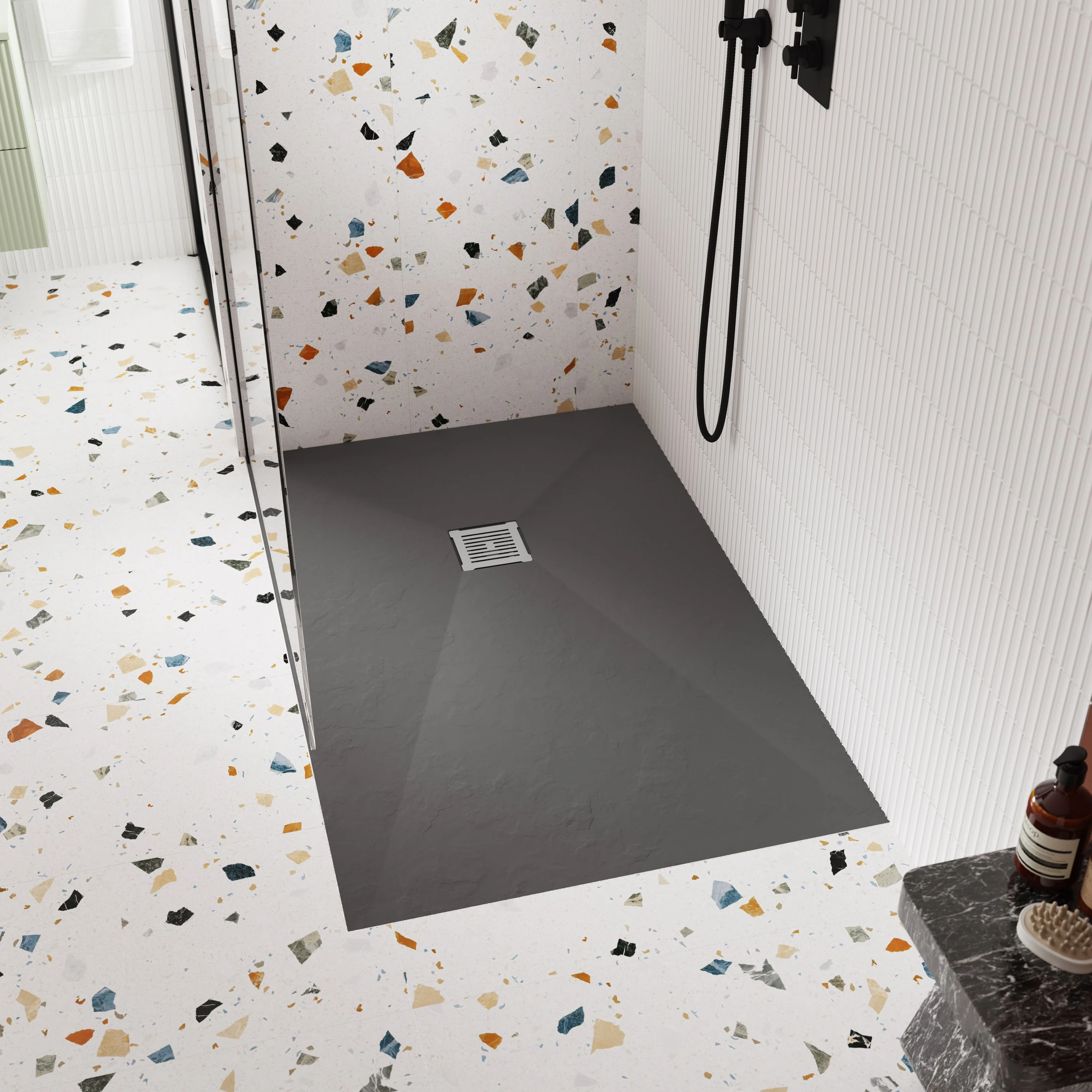 Slate Grey Slimline 1200 x 800mm Rectangular Shower Tray