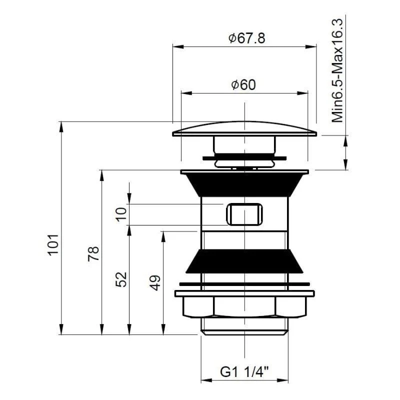 Slotted Push Button Basin Waste Chrome - Image 2