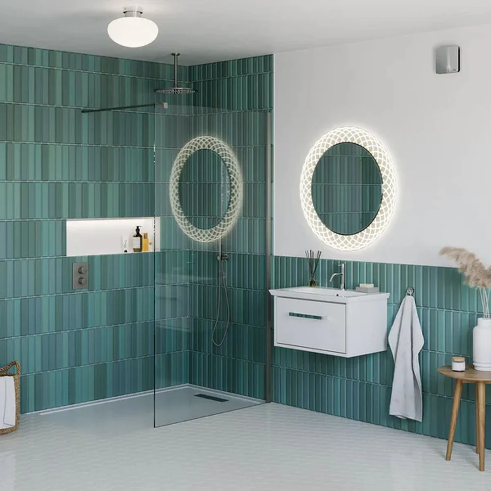 Spiro Etched Glass Miroor - 800 x 800 - Frameless