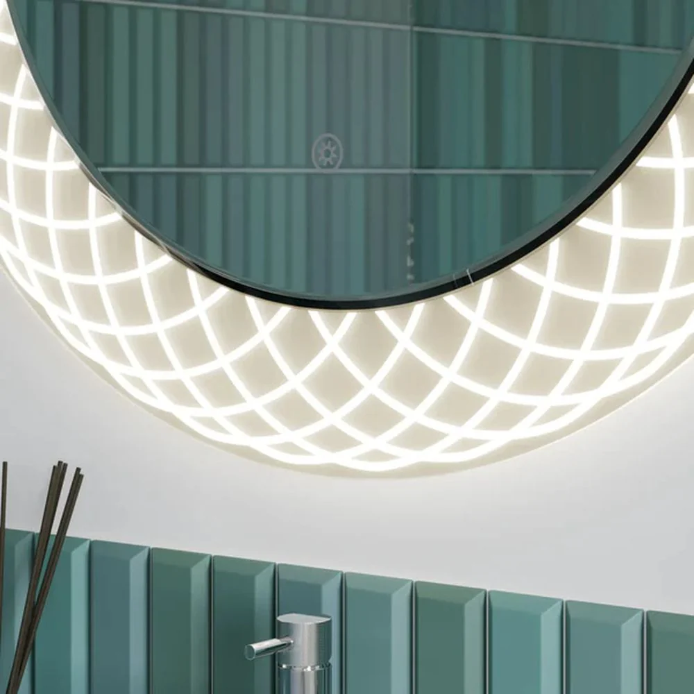 Spiro Etched Glass Miroor - 800 x 800 - Frameless - Image 3