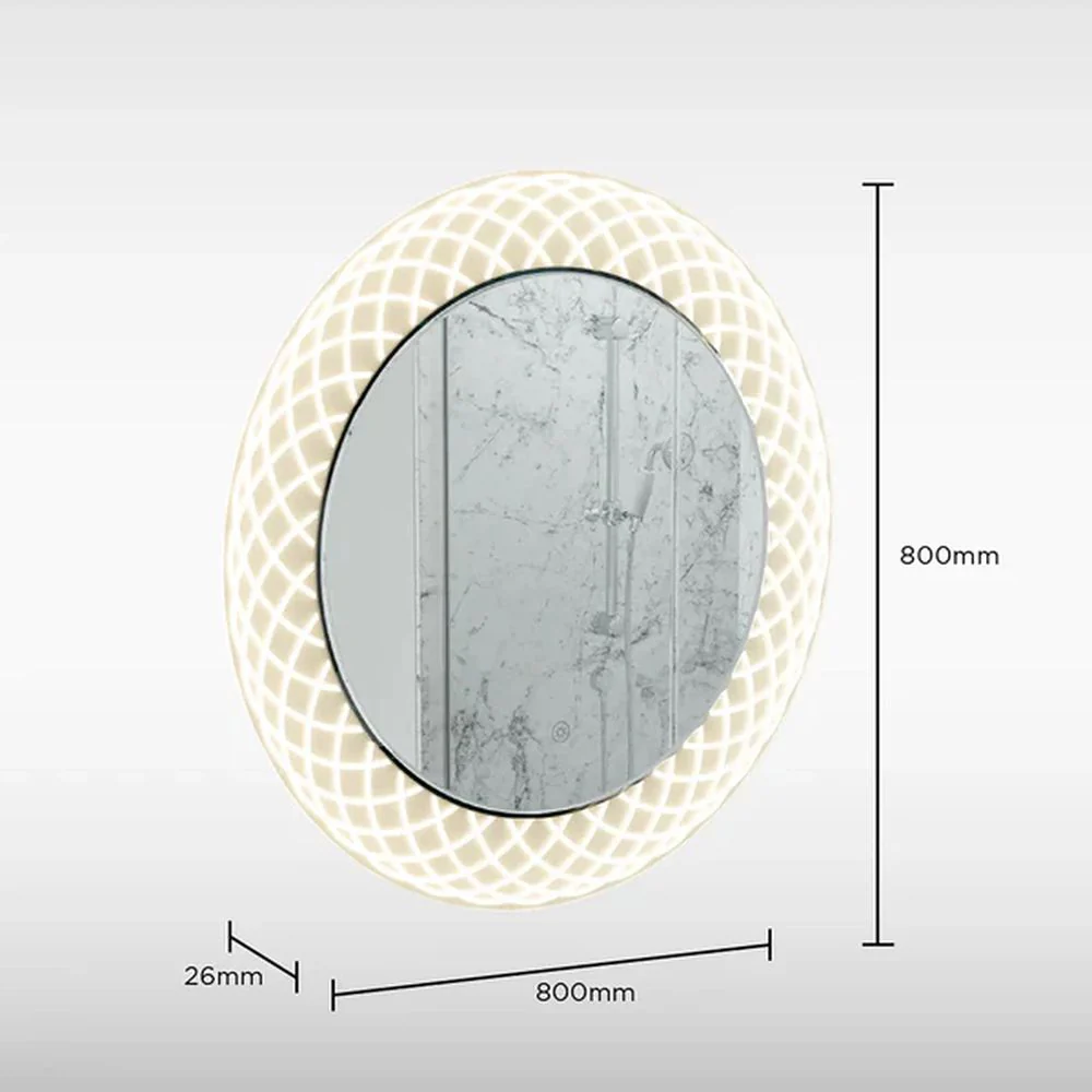 Spiro Etched Glass Miroor - 800 x 800 - Frameless - Image 5